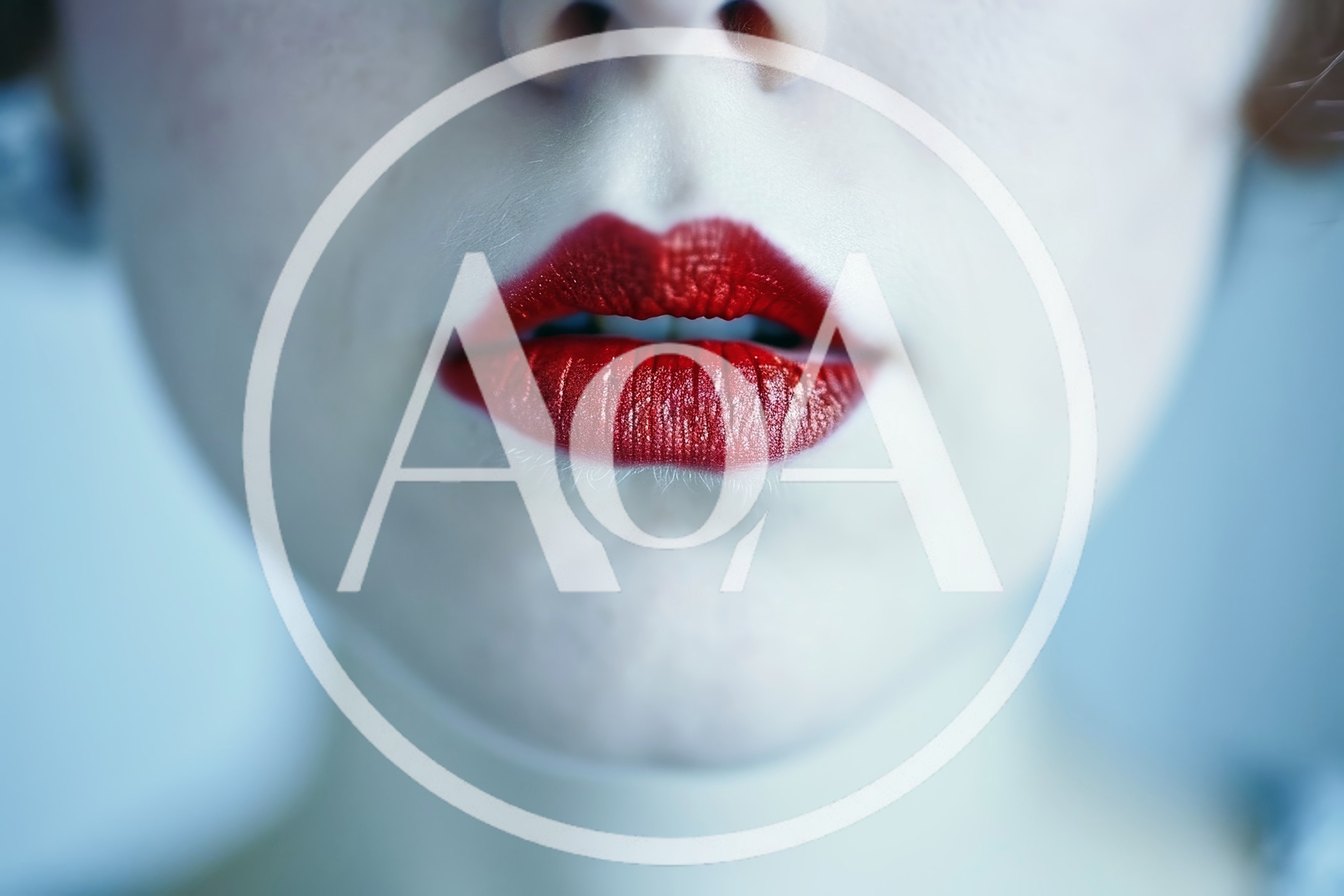 Close Up Of Woman With Vibrant Red Lipstick