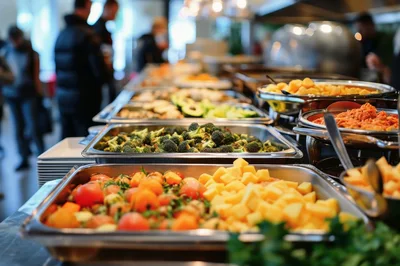 Buffet Food Trays at a Restaurant Catering Event