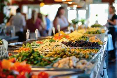 Fresh Salad Bar Buffet Display in Restaurant