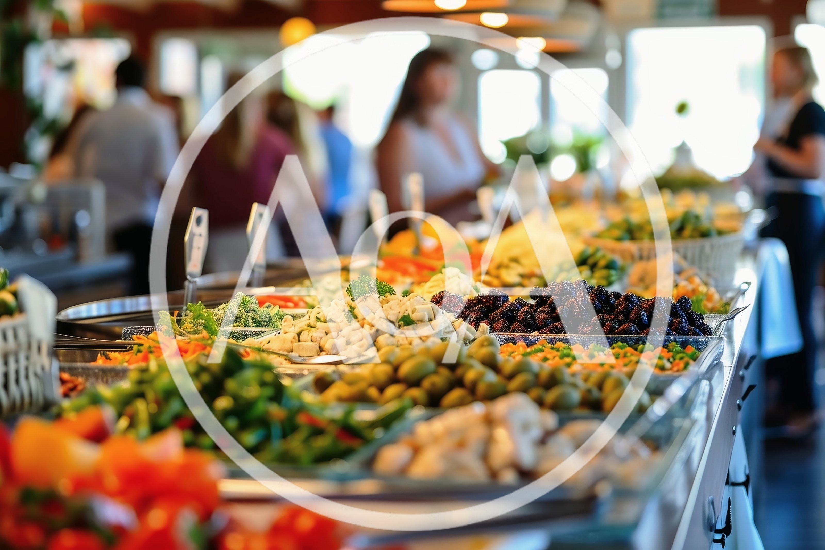 Fresh Salad Bar Buffet Display in Restaurant