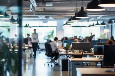 Busy Modern Open Plan Office Workspace