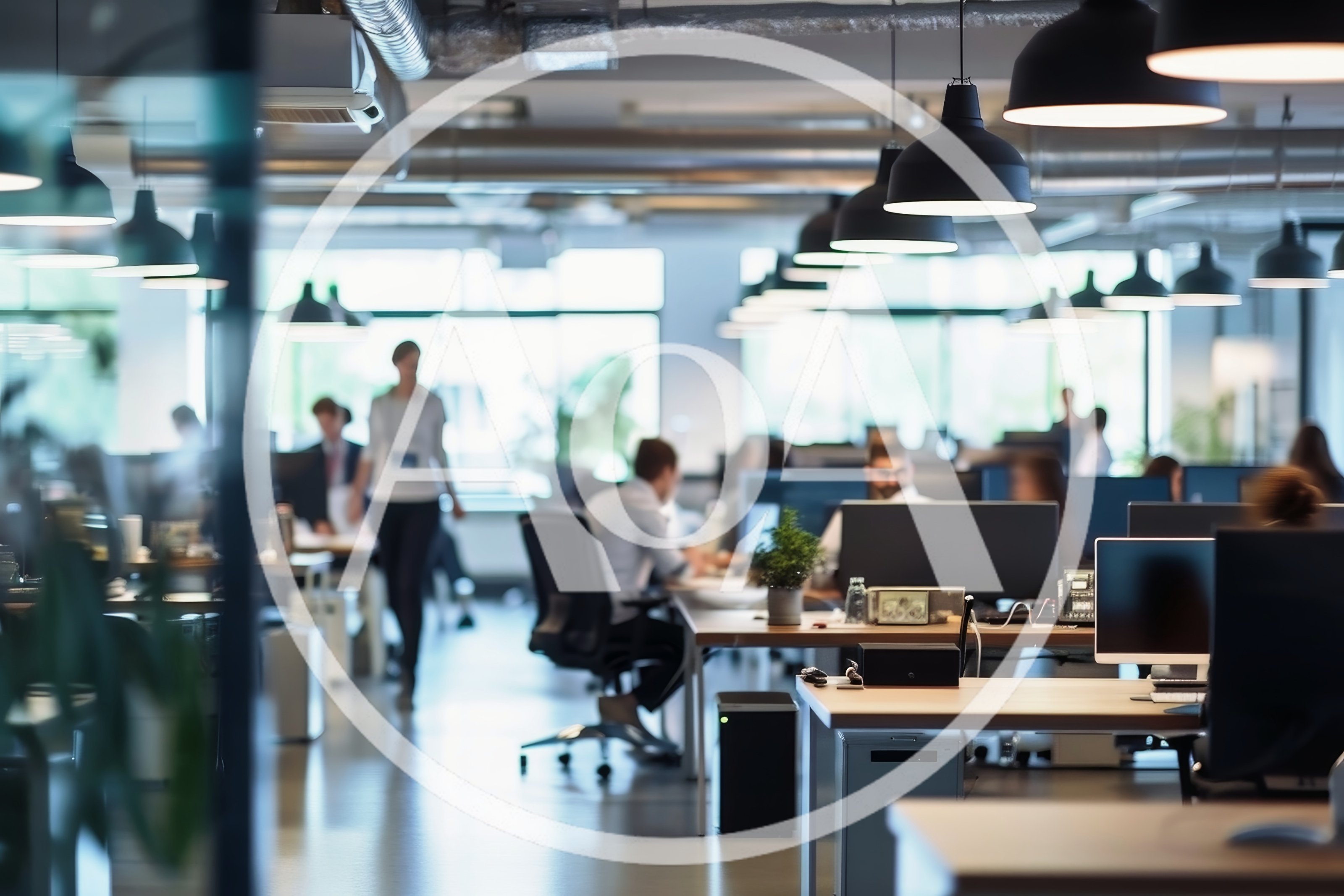 Busy Modern Open Plan Office Workspace