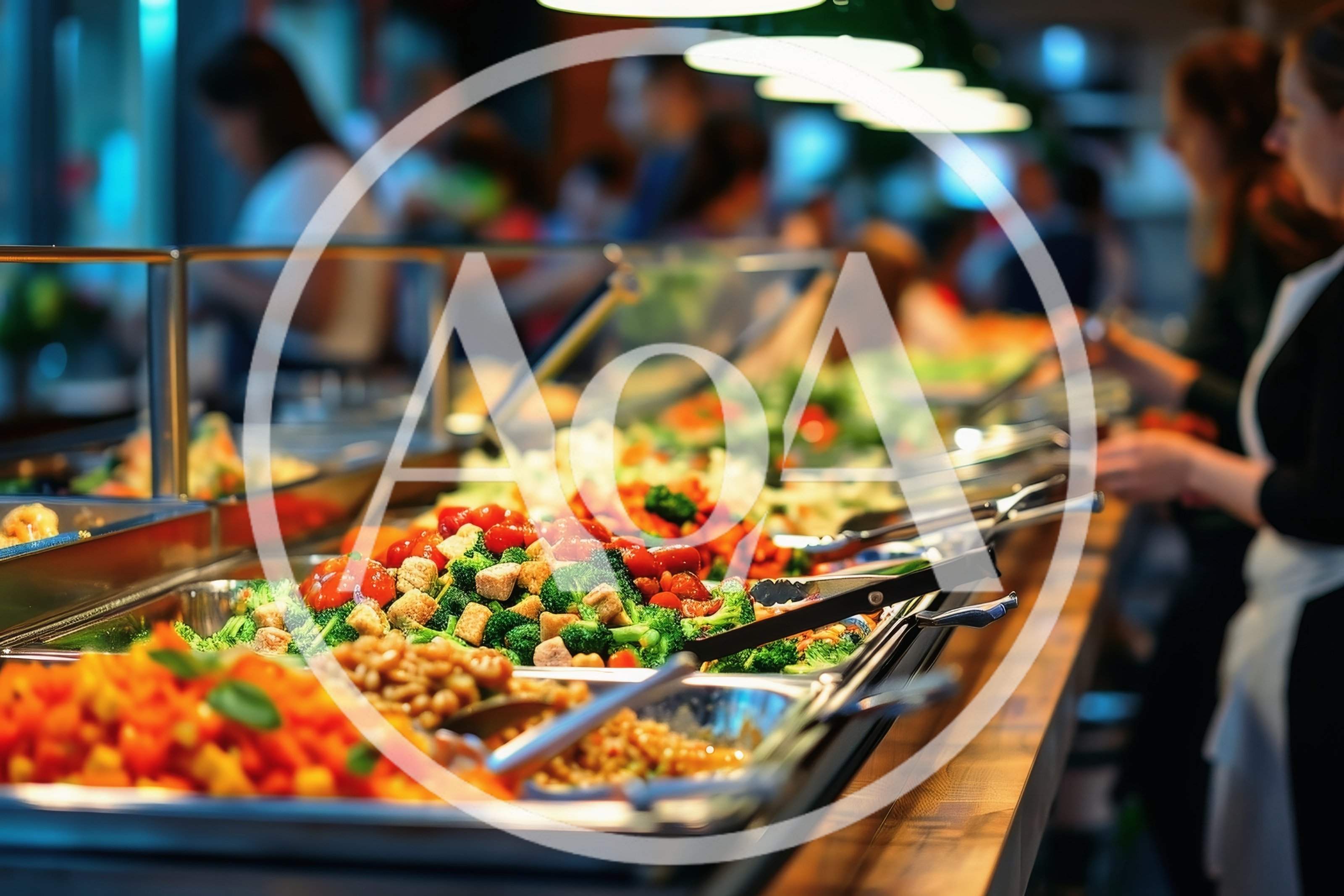 People Selecting Food at a Salad Bar Buffet