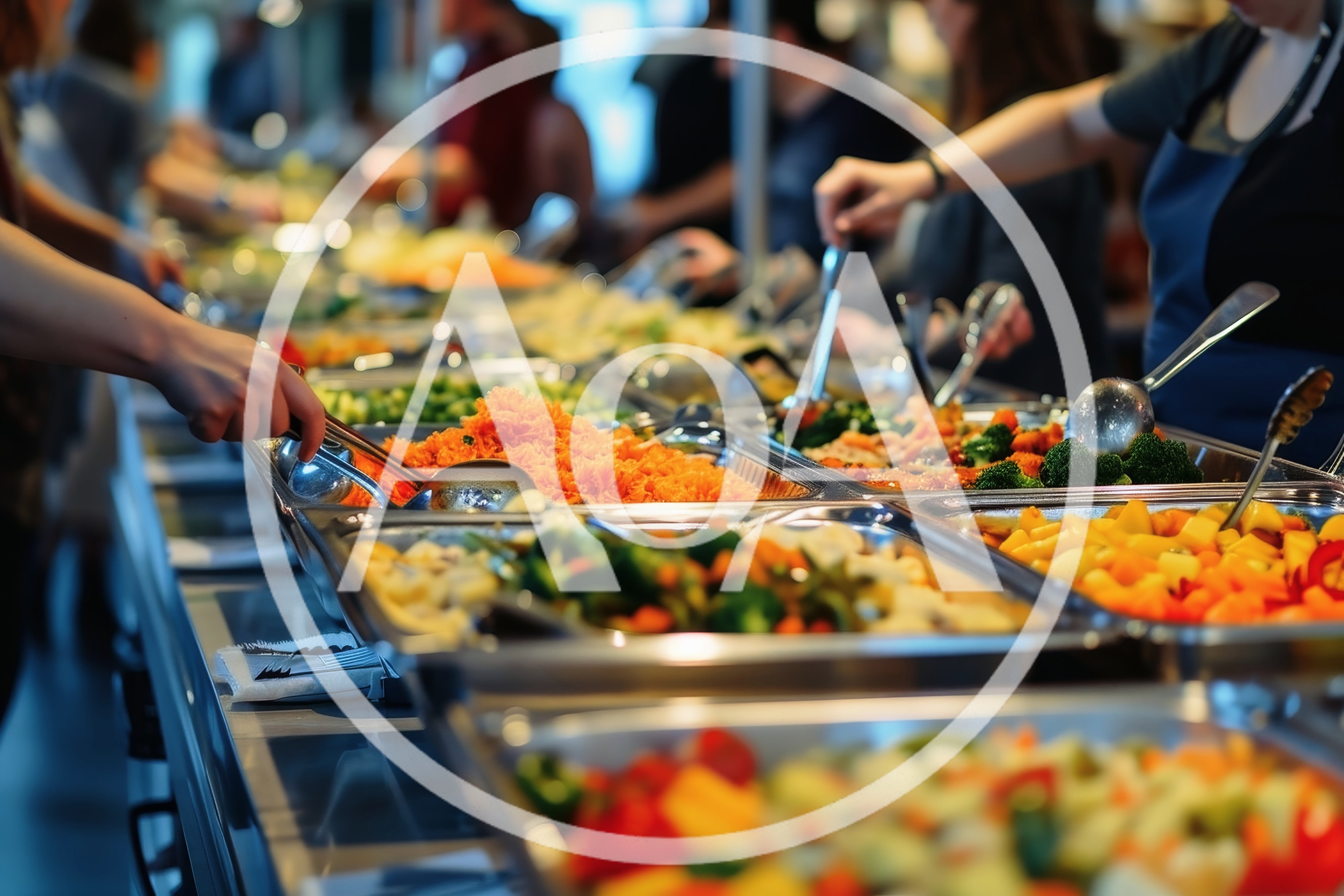People Serving Themselves at a Salad Bar Buffet