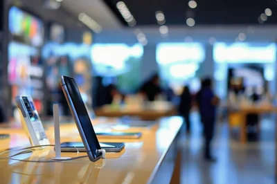 Smartphones Displayed On A Table In A Retail Store