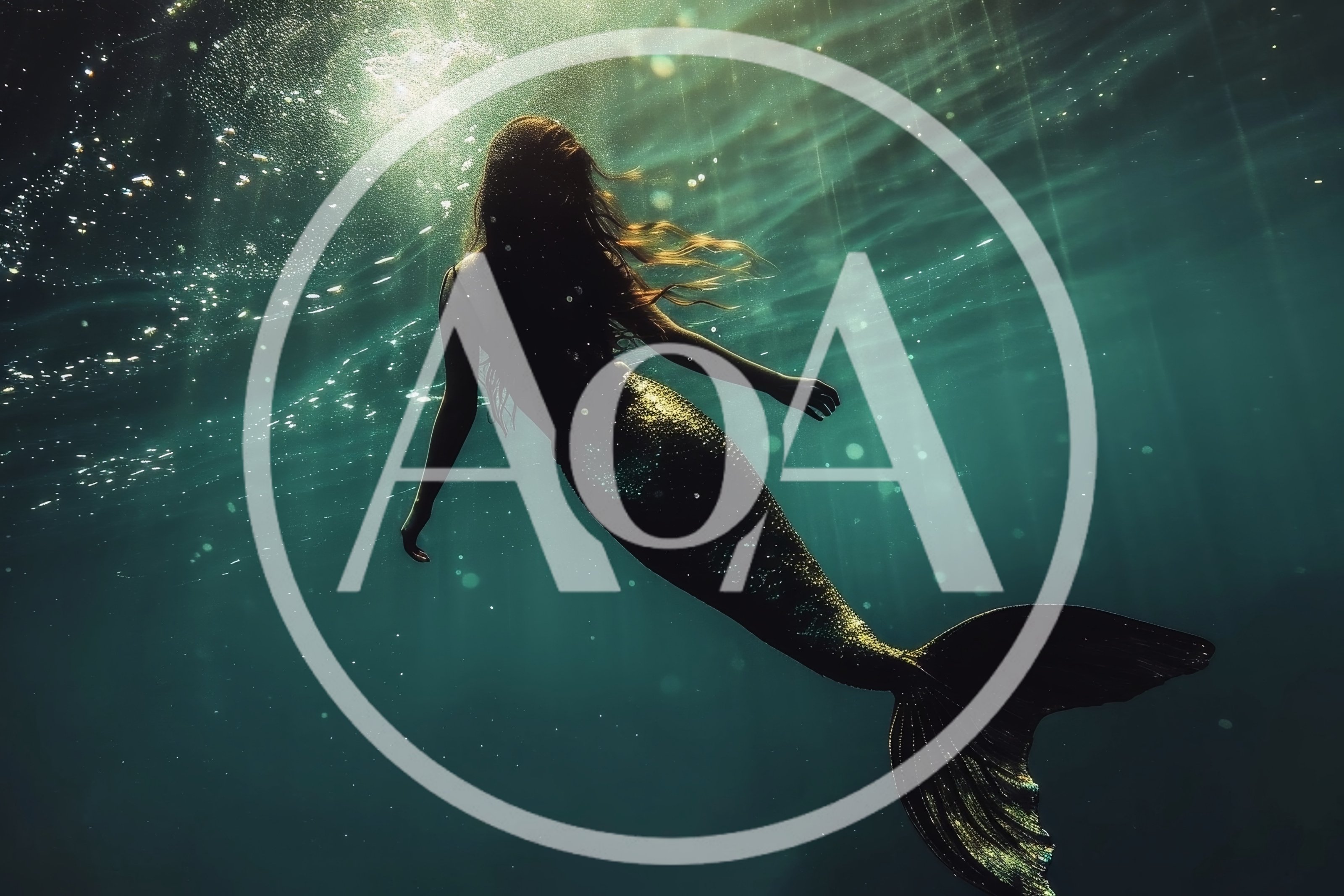 Silhouette Of A Mermaid Swimming Underwater