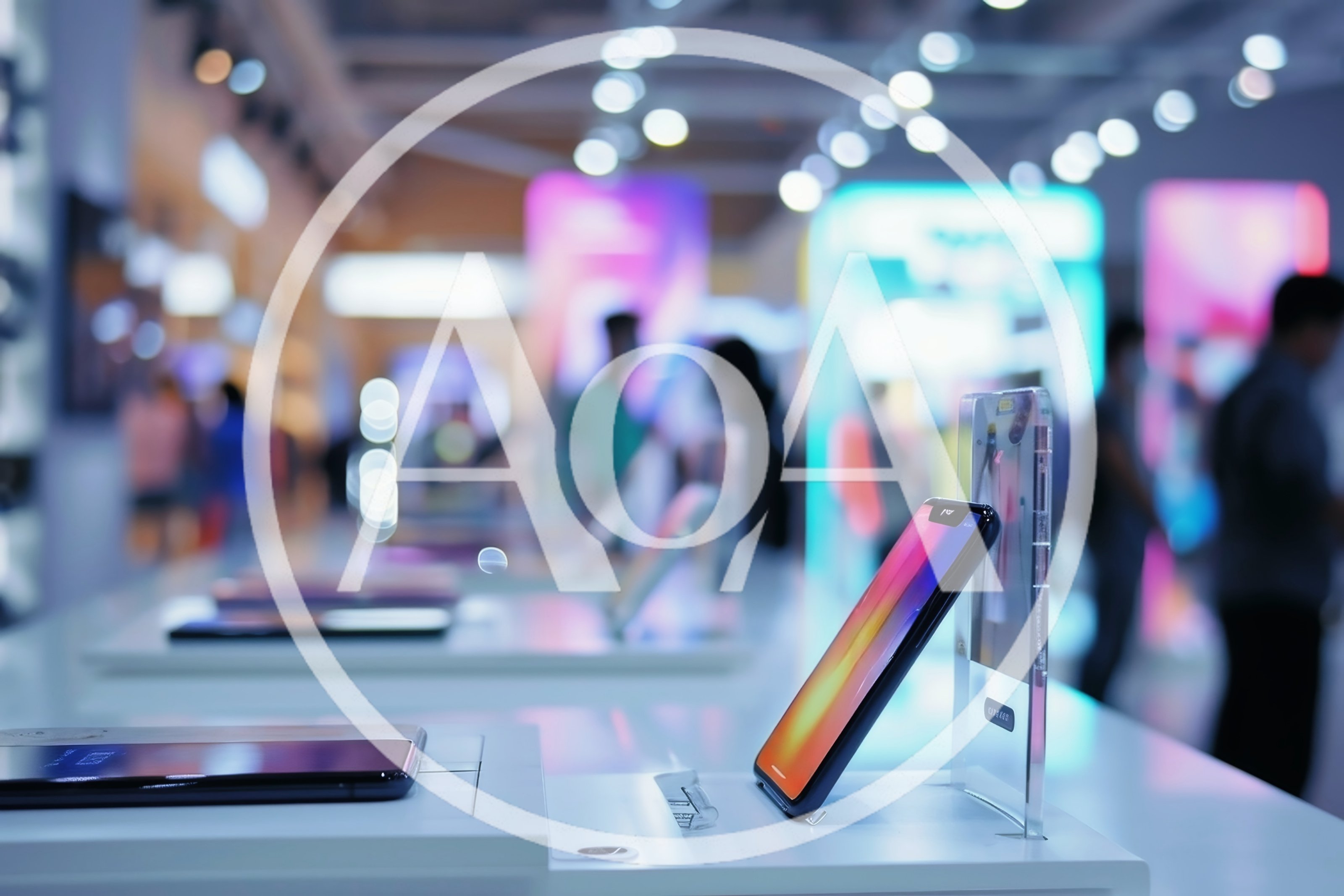 Modern Smartphones Displayed On Retail Store Counter