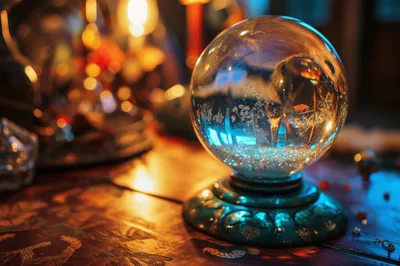Crystal Ball On Ornate Wooden Table