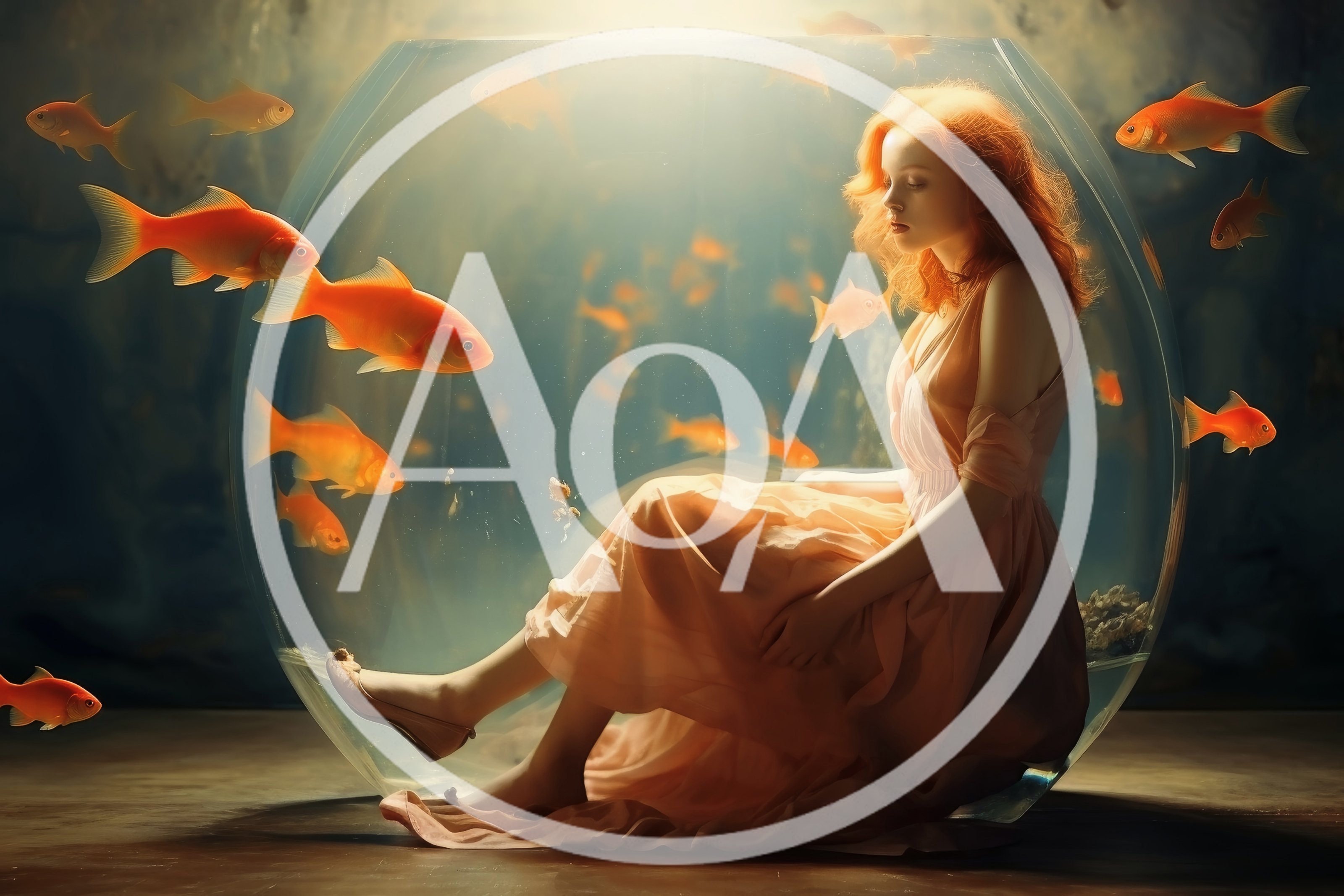 Surreal Portrait Of A Woman Inside A Giant Fishbowl