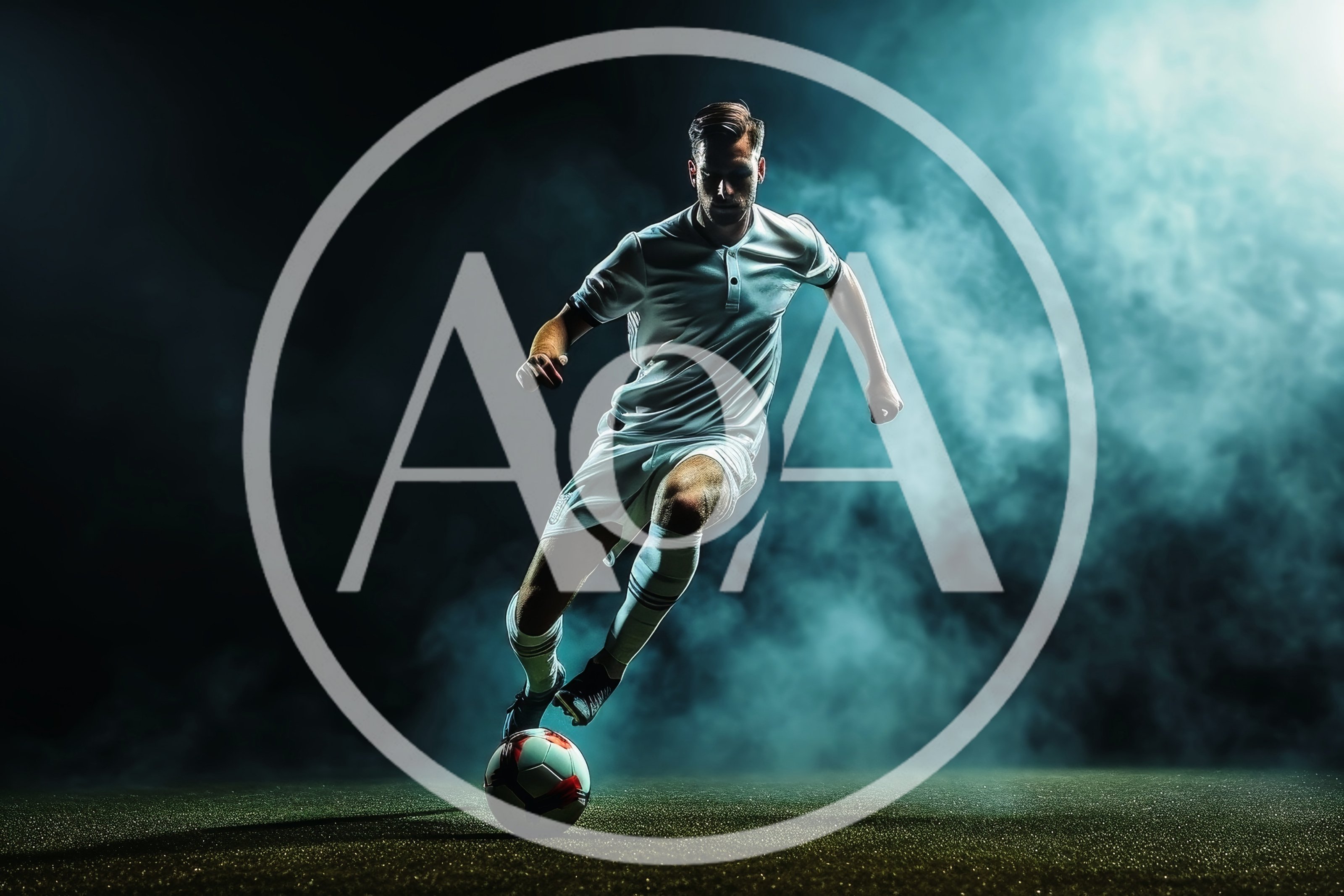 Professional Soccer Player Dribbling Ball In Smoky Arena
