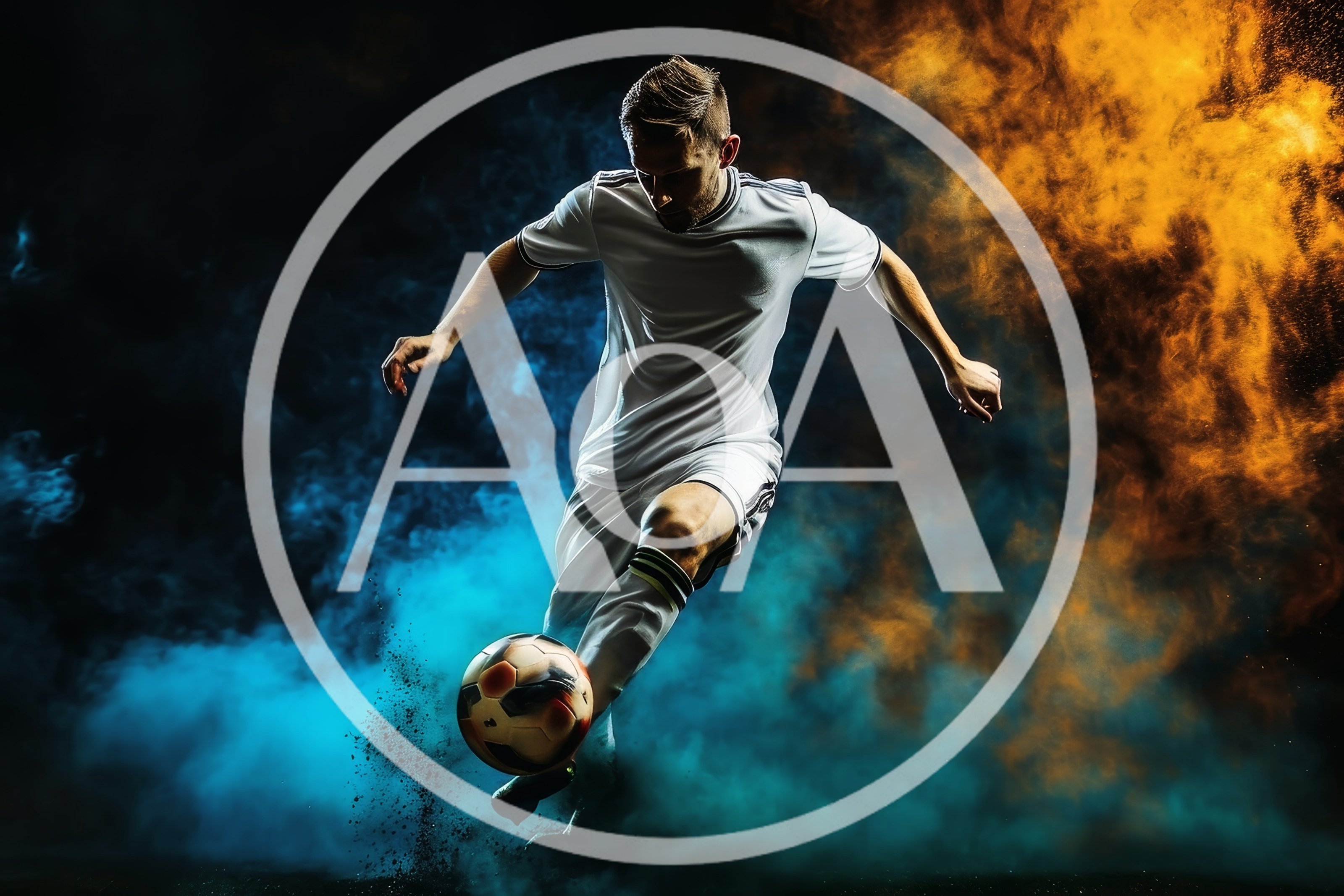 Professional Soccer Player Kicking Ball With Smoke Effects