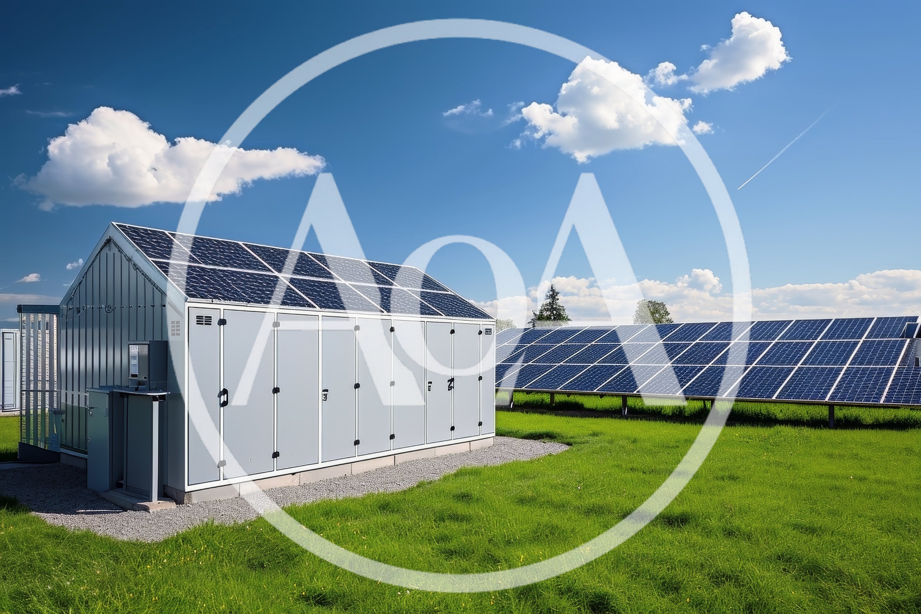 Solar Power Inverter Station And Photovoltaic Array