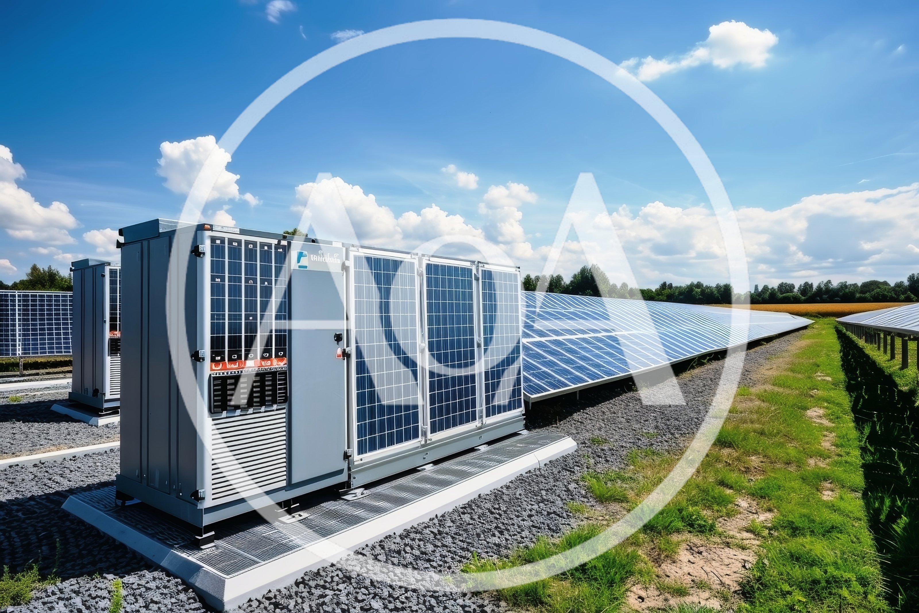 Industrial Solar Power Inverter Station In A Field