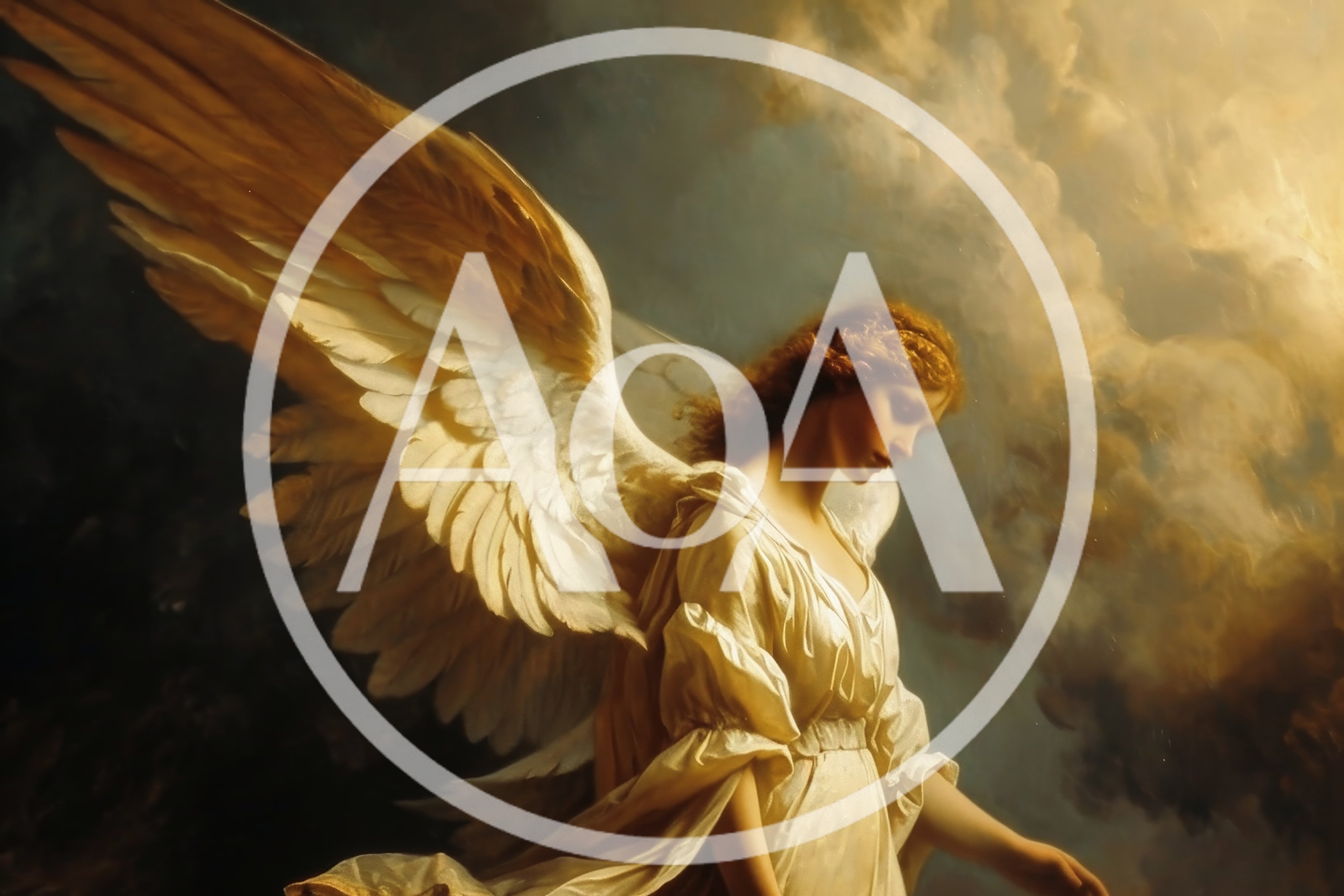 Ethereal Angel Figure With Large Wings In Golden Light