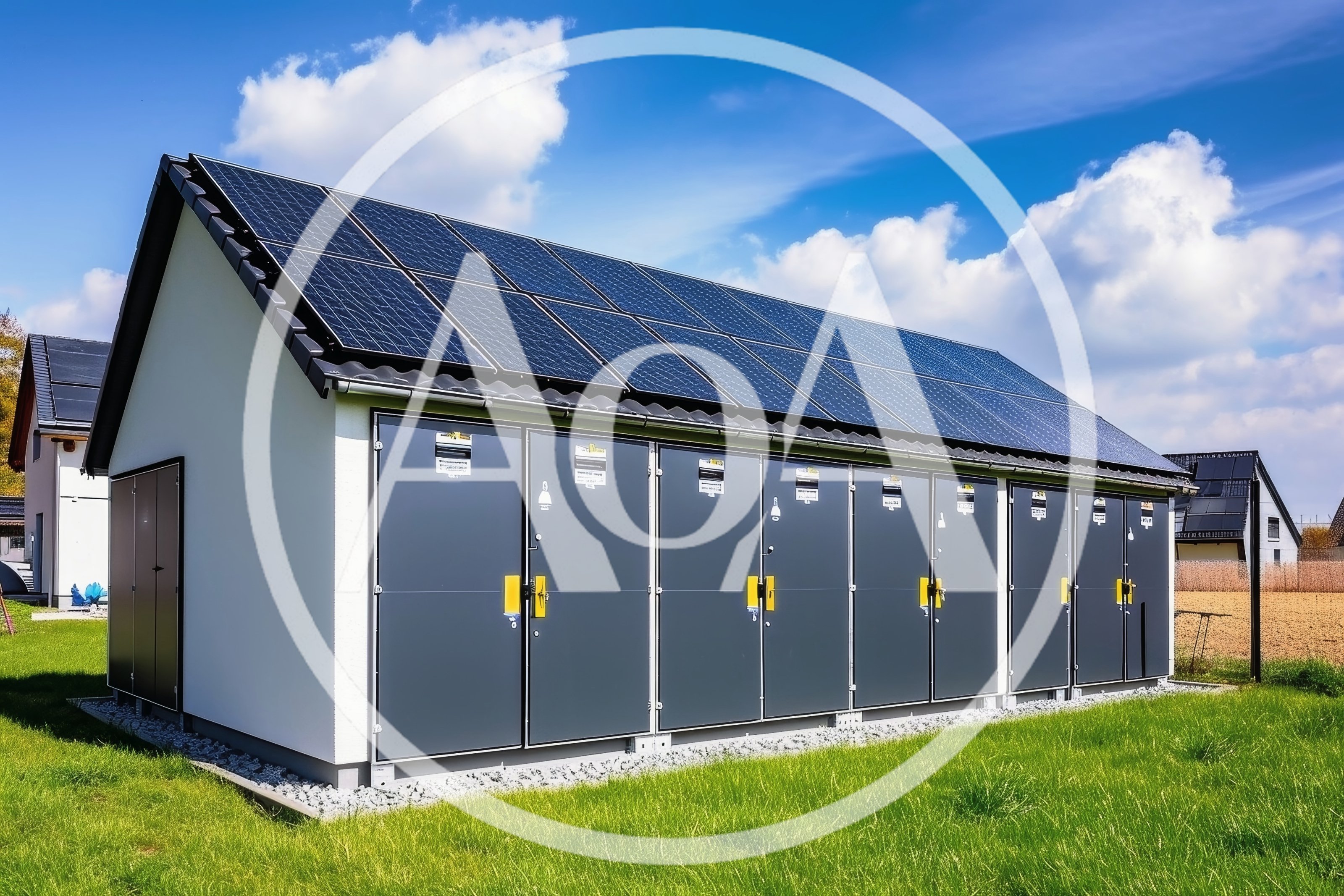 Modern Solar Powered Storage Shed In Rural Landscape