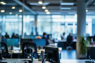 Blurred View Of A Modern Open Plan Office