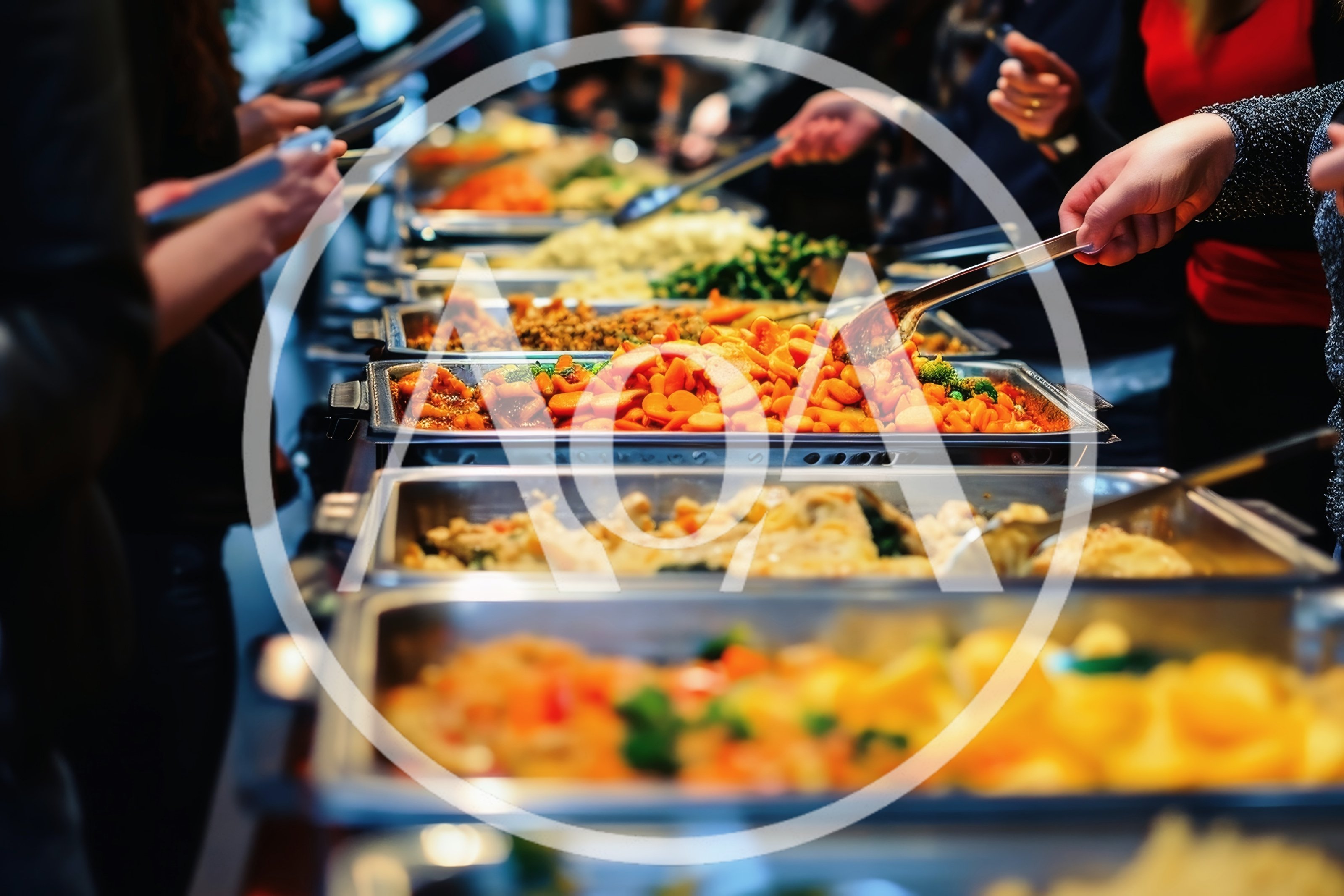 People Serving Food At A Buffet Line