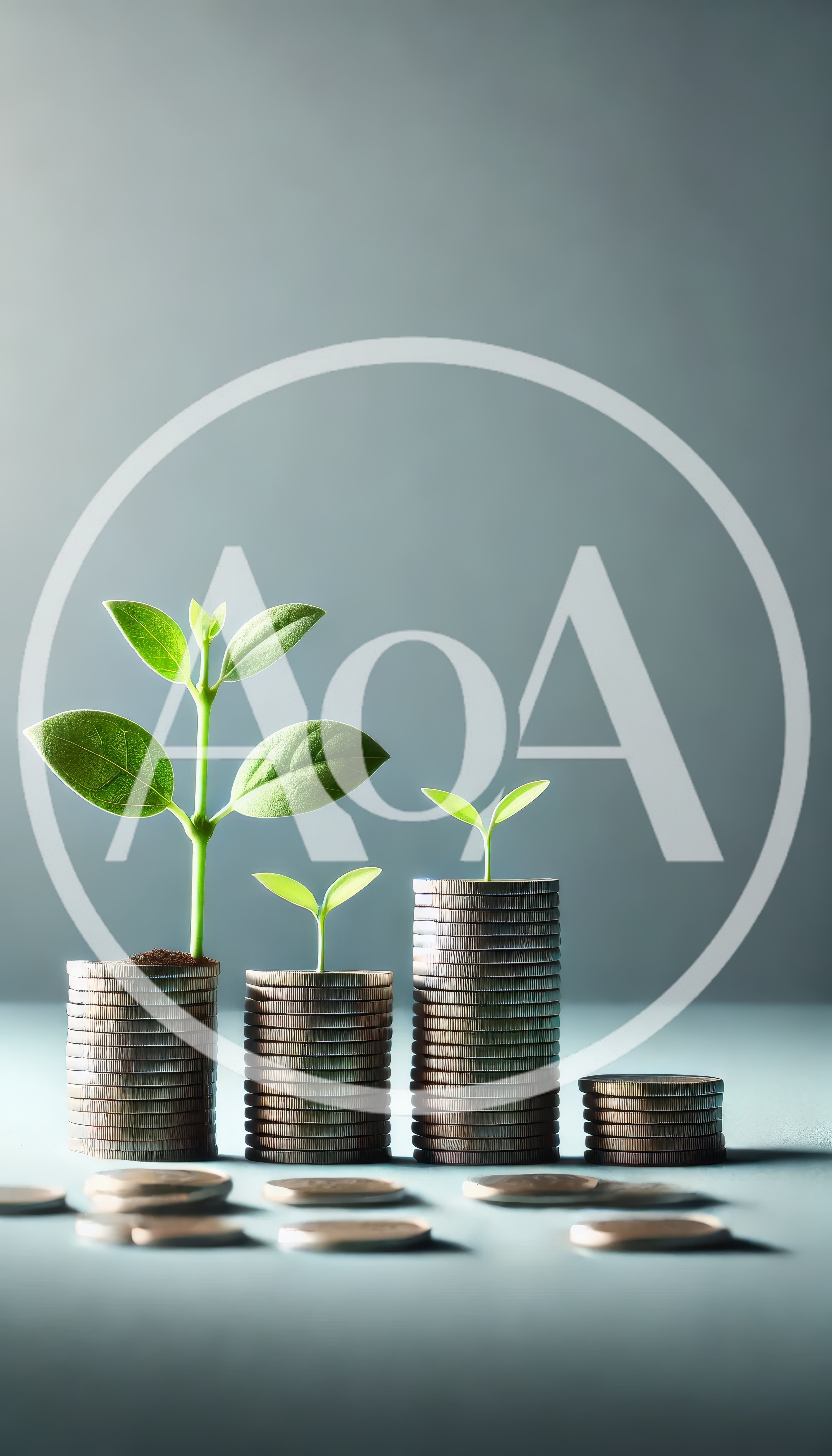 Small Green Plants Growing From Stacks Of Silver Coins