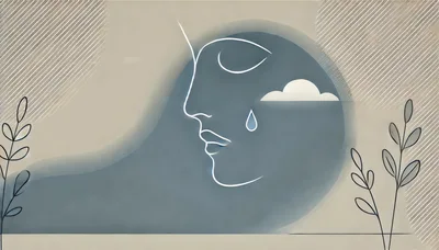 Minimalist Line Art Illustration Of A Crying Face