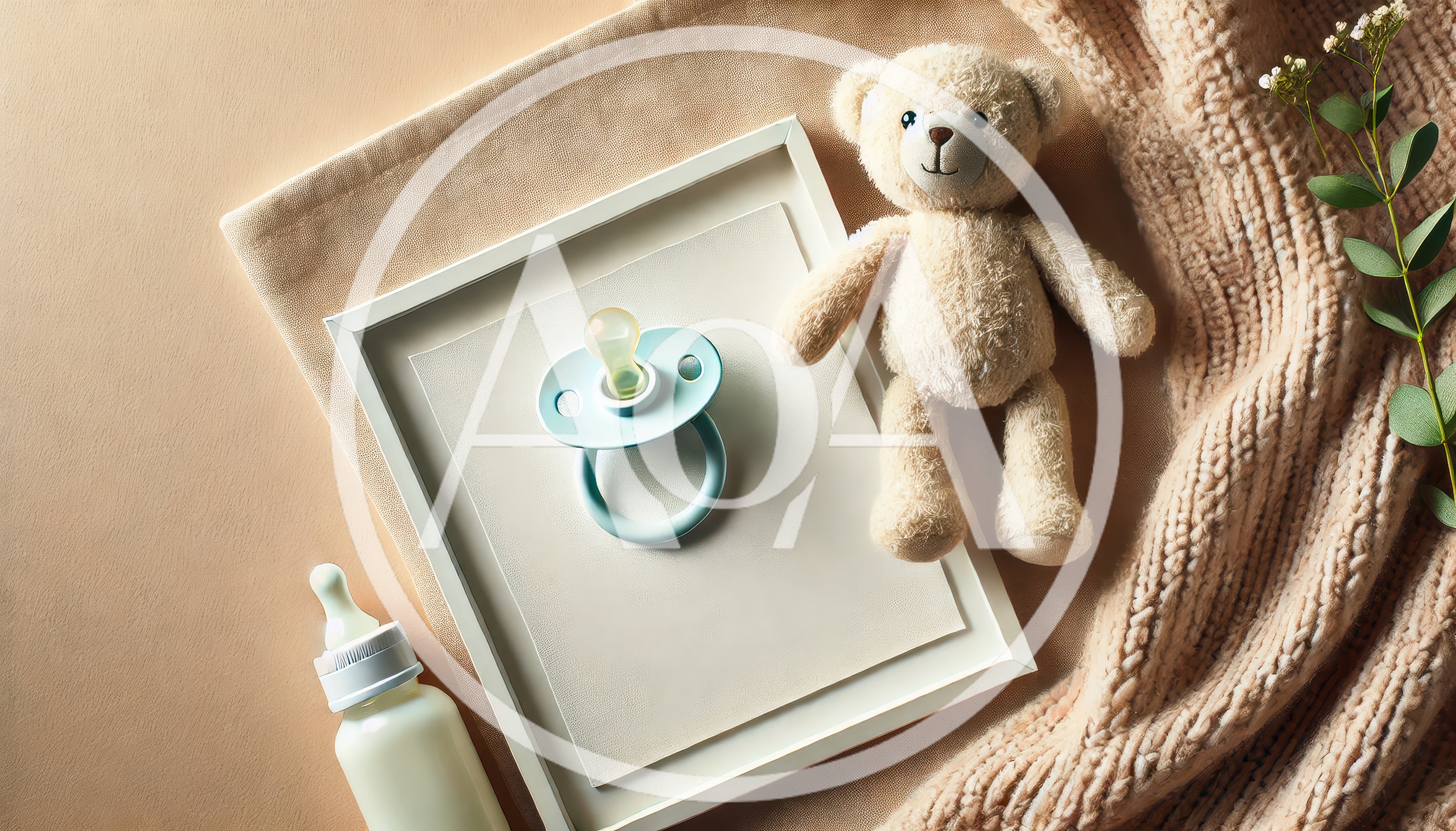 Baby Shower Flat Lay With Teddy Bear And Pacifier