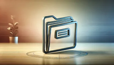 3D Metallic File Folder Icon On Wooden Desk