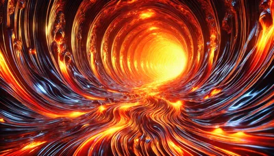 Abstract Glowing Lava Tunnel With Fluid Motion