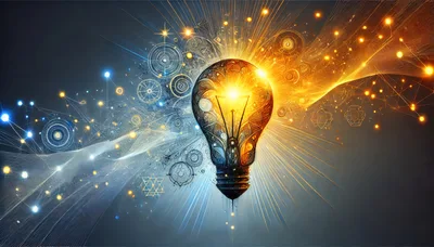 Glowing Light Bulb With Abstract Geometric Energy Patterns