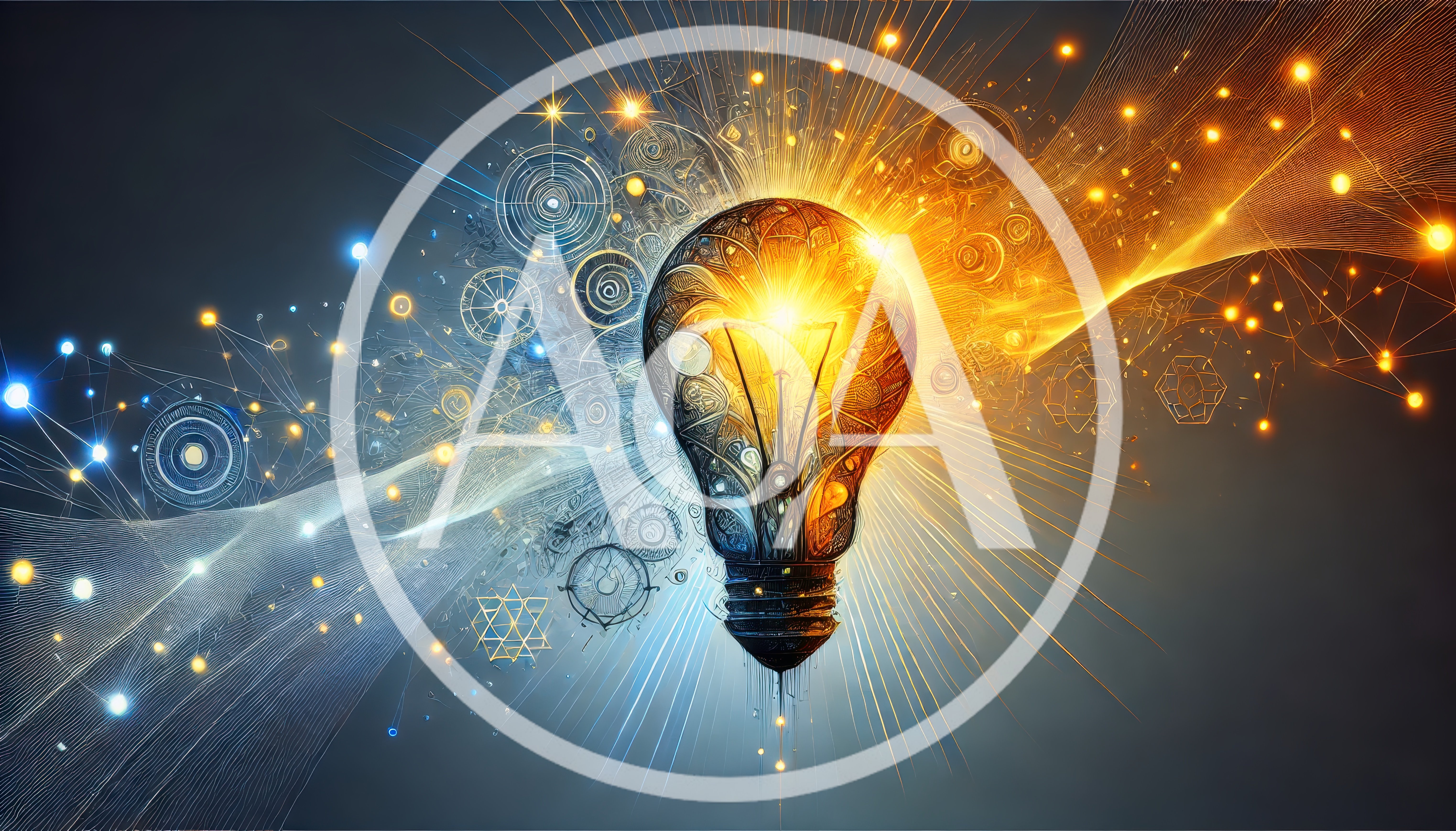 Glowing Light Bulb With Abstract Geometric Energy Patterns