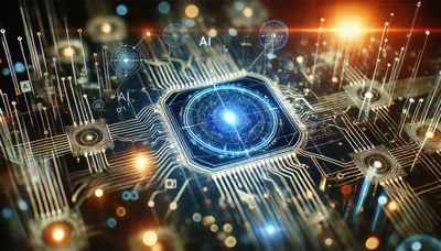 Futuristic AI Processor Chip With Glowing Digital Circuitry