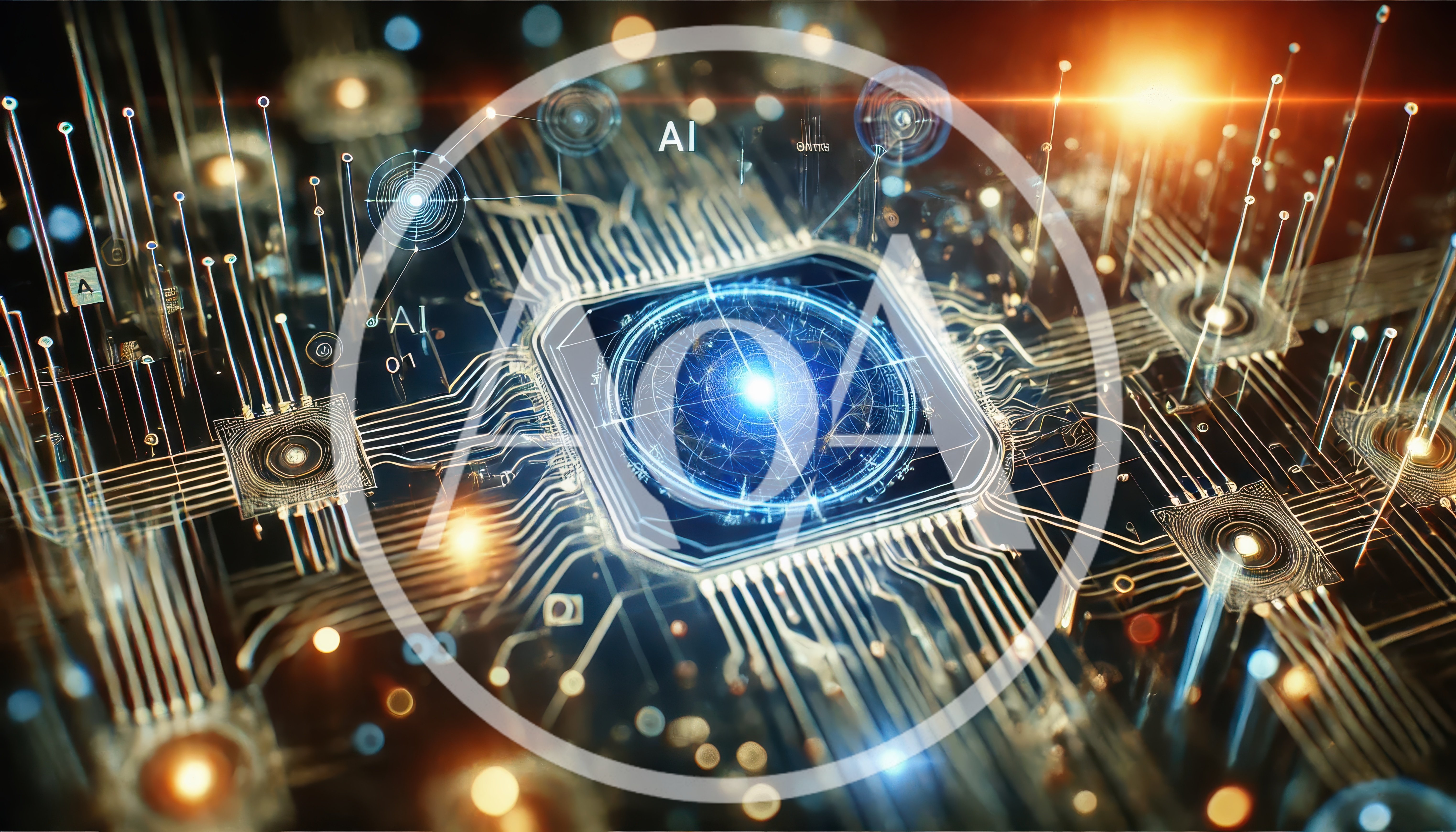 Futuristic AI Processor Chip With Glowing Digital Circuitry