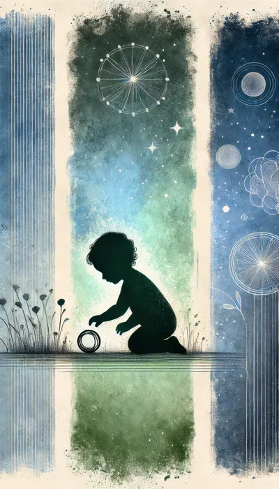 Silhouette Of A Child Playing With A Ring
