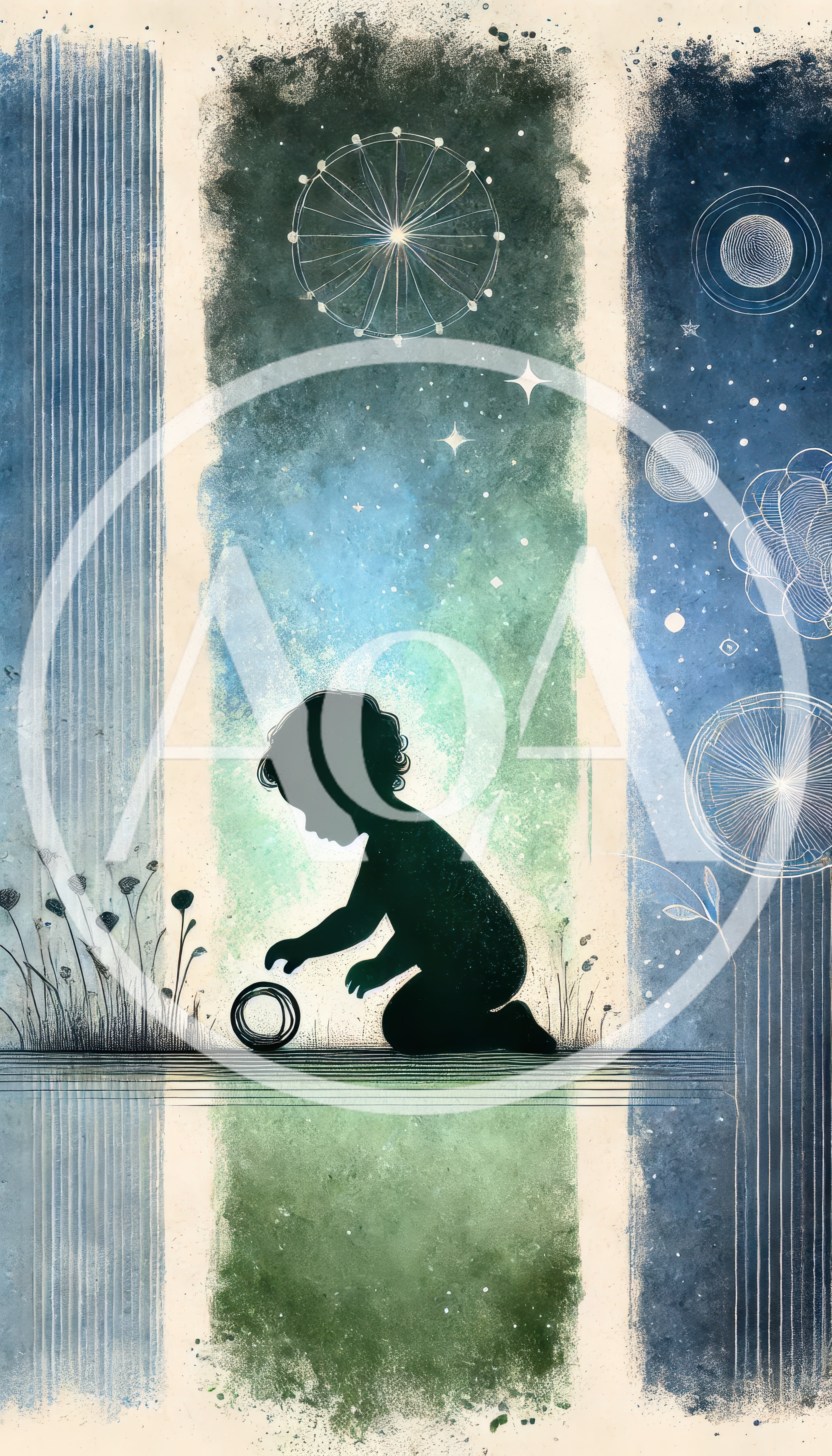 Silhouette Of A Child Playing With A Ring