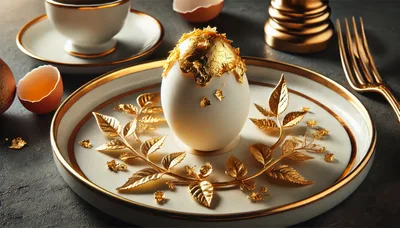 Gold Leaf Decorated Egg on Fine China Plate