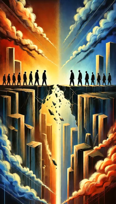 Conceptual Illustration Of Divided Groups Across A Chasm