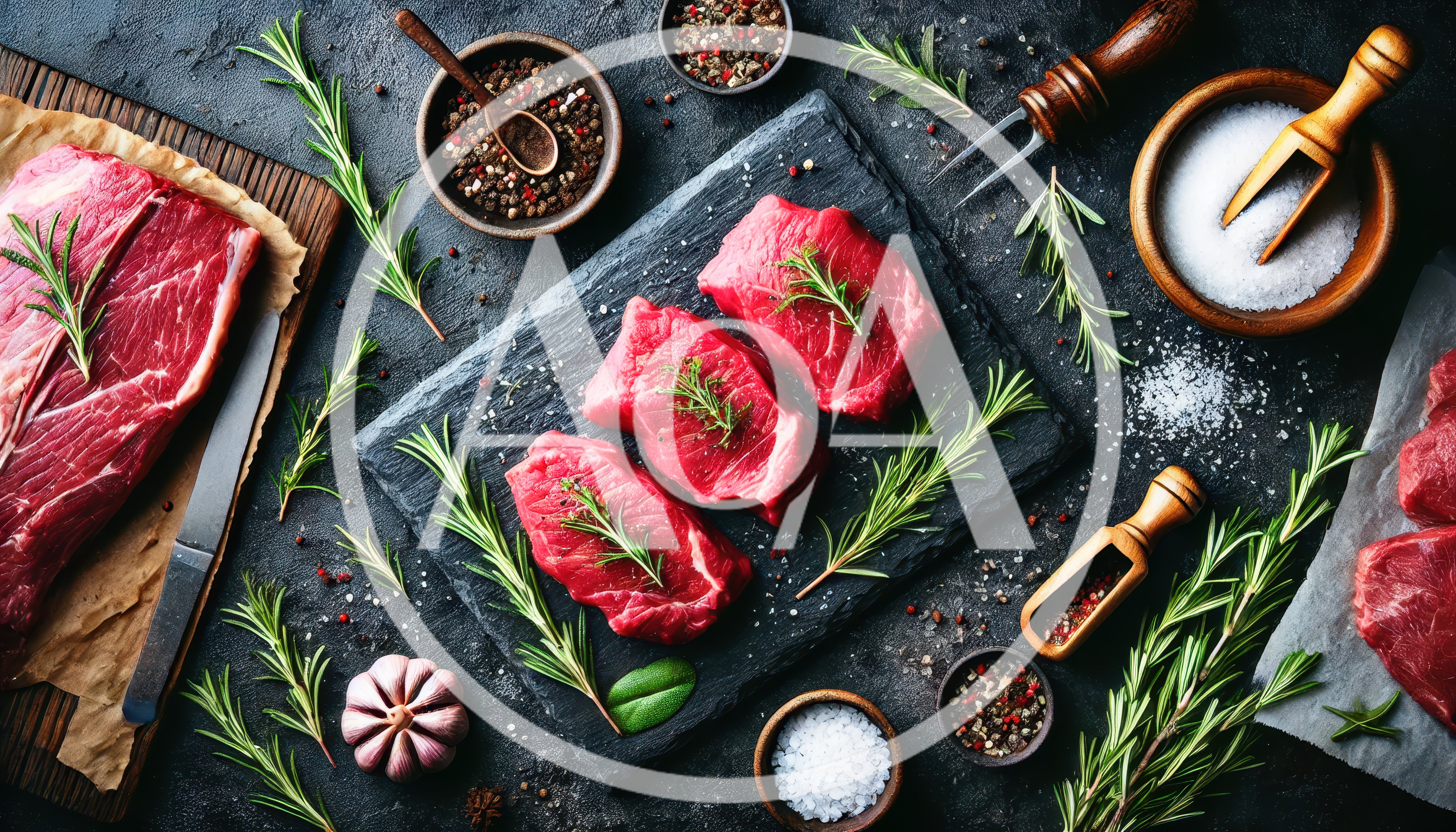 Raw Beef Steaks With Rosemary And Spices