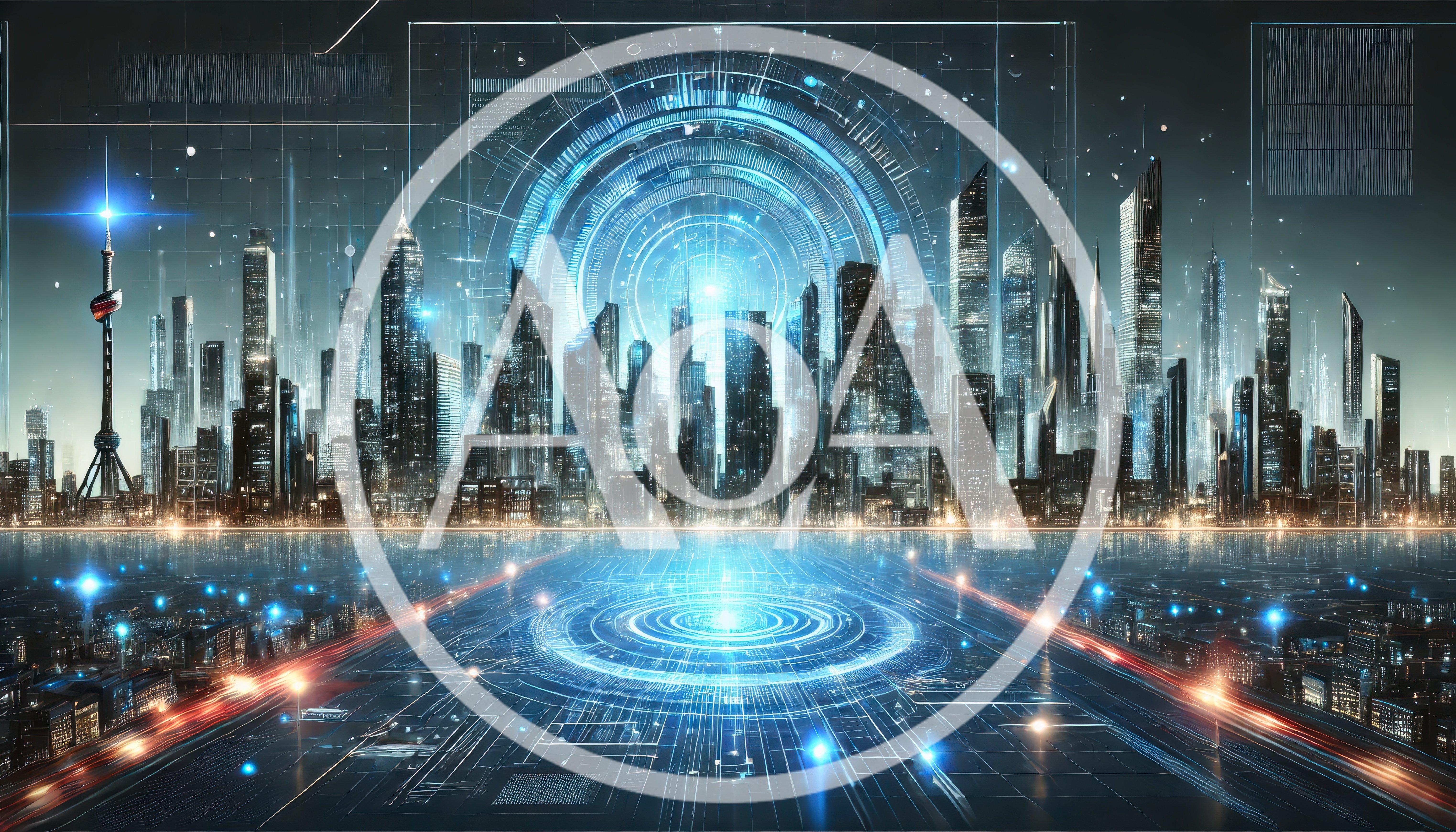 Futuristic Cyberpunk Cityscape With Digital Holographic Interface