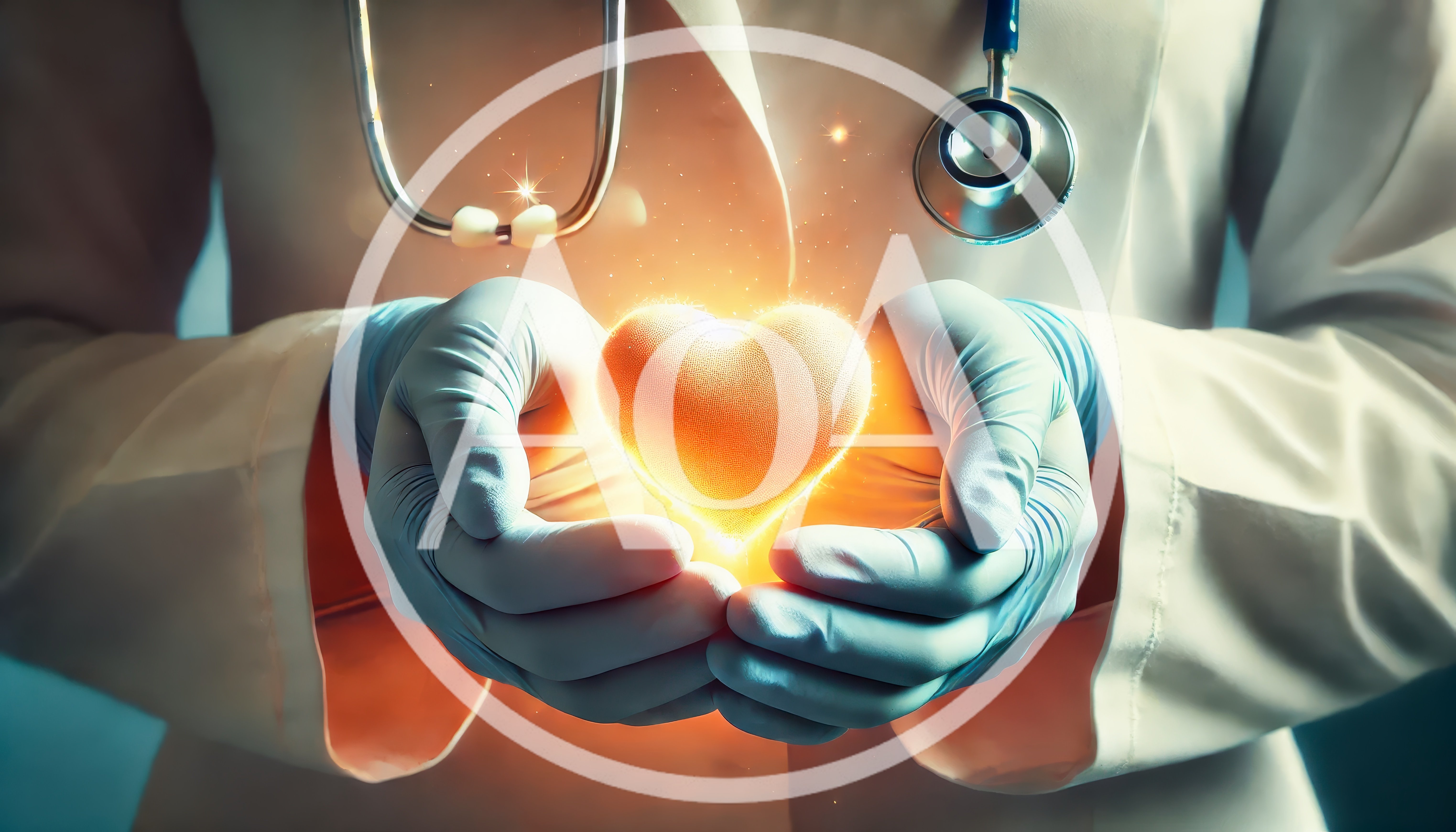 Doctor Holding Glowing Digital Heart Symbol
