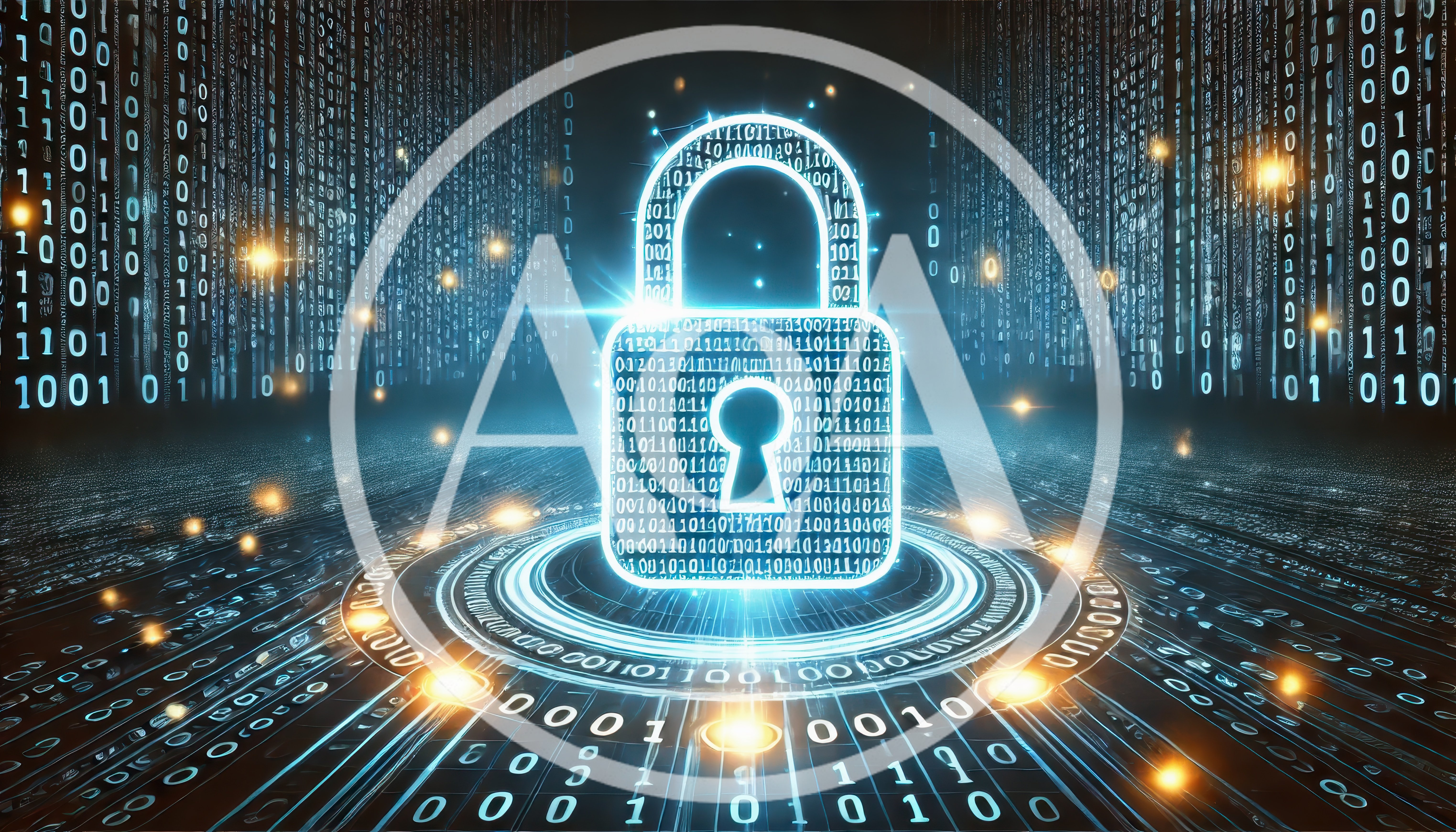 Digital Security Padlock With Binary Code Background