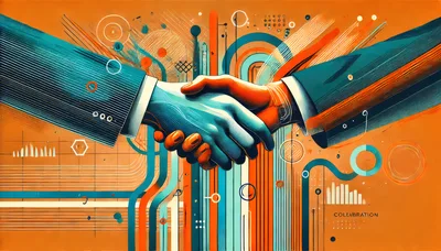 Business Handshake Over Digital Data Visualization Background