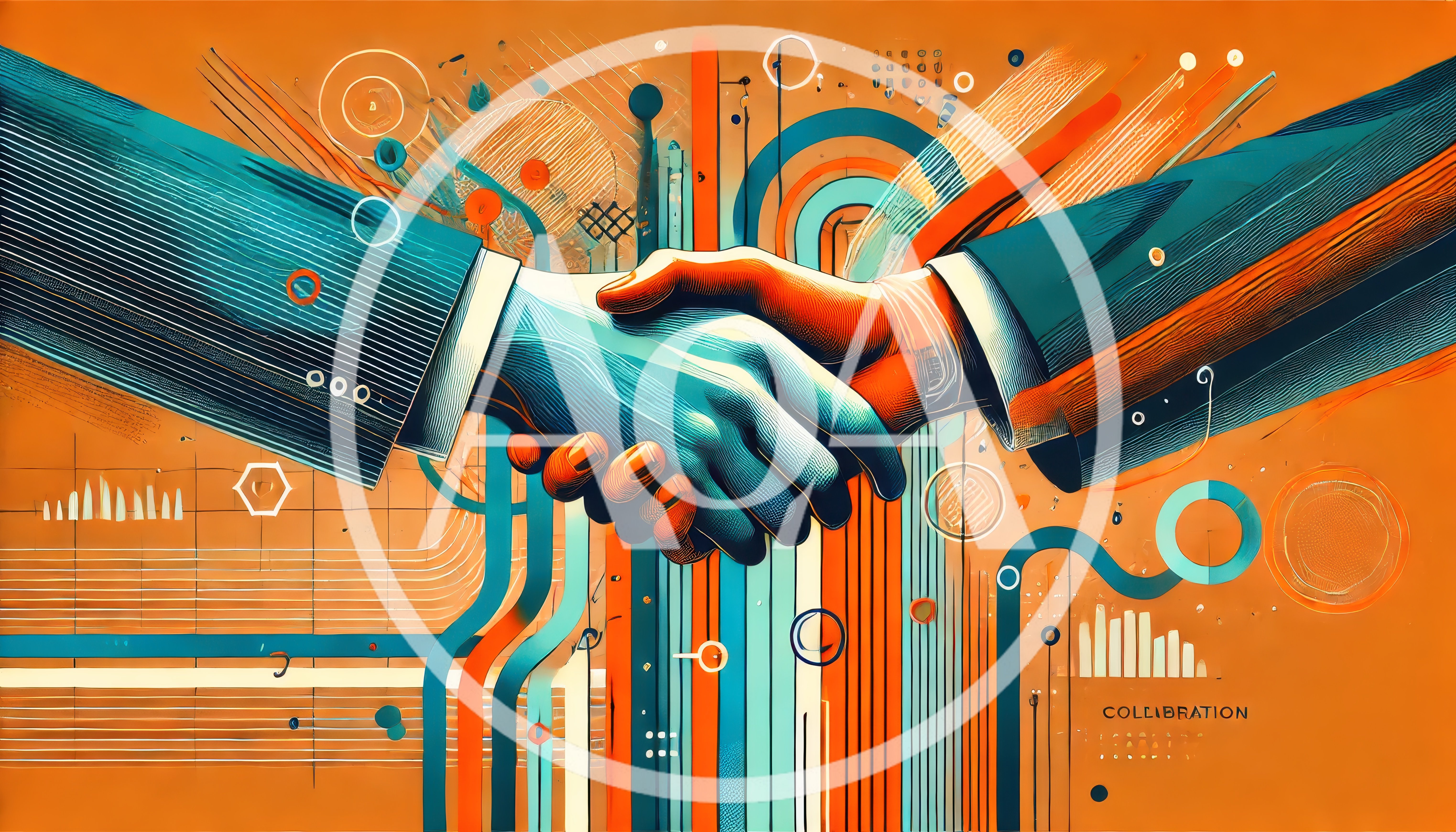 Business Handshake Over Digital Data Visualization Background
