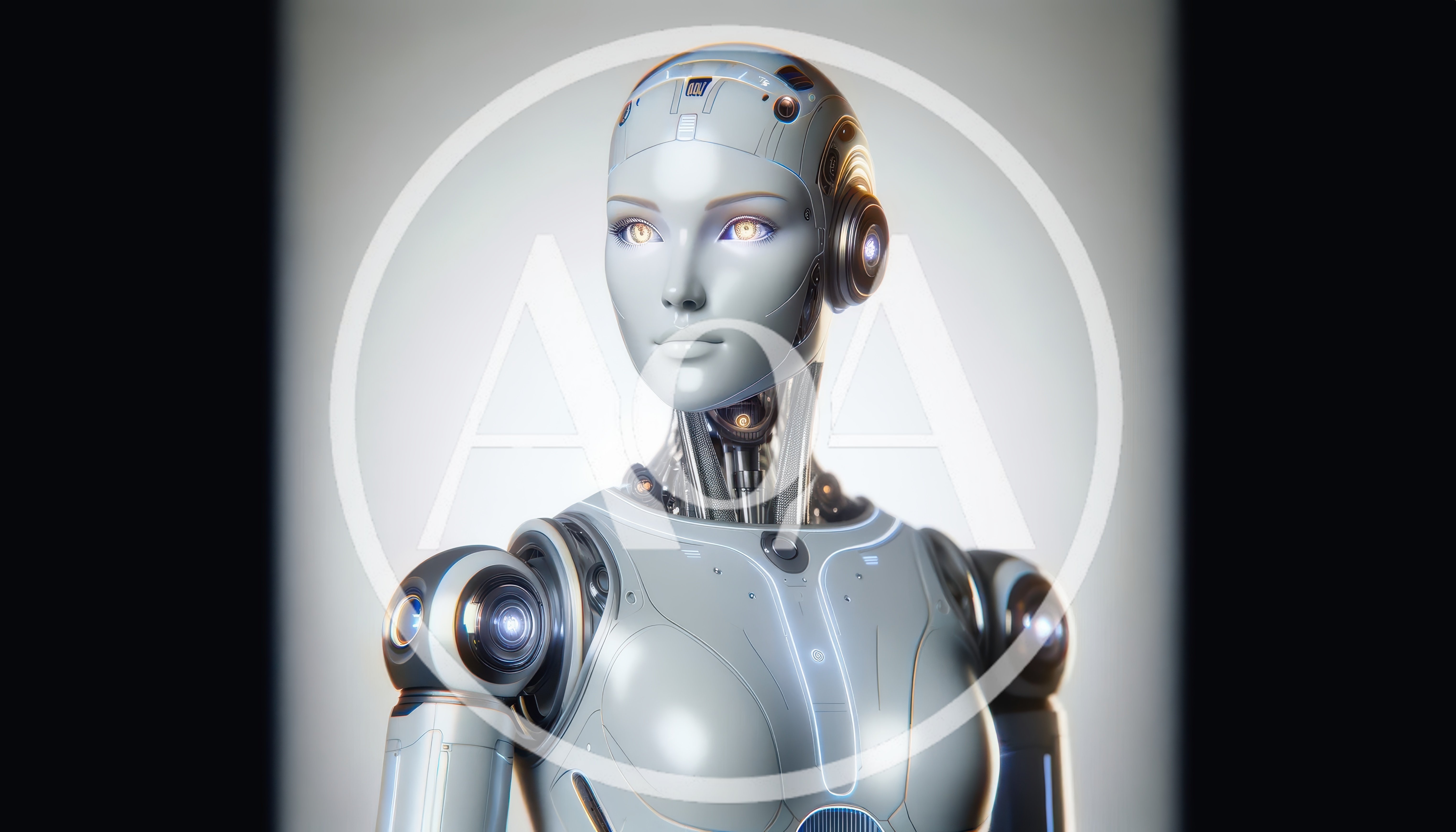 Futuristic Humanoid Robot Portrait With Glowing Eyes