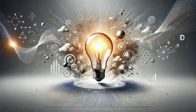 Glowing Light Bulb With Abstract Digital Innovation Elements