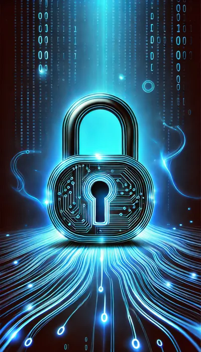 Digital Padlock With Circuit Board Patterns And Binary Code