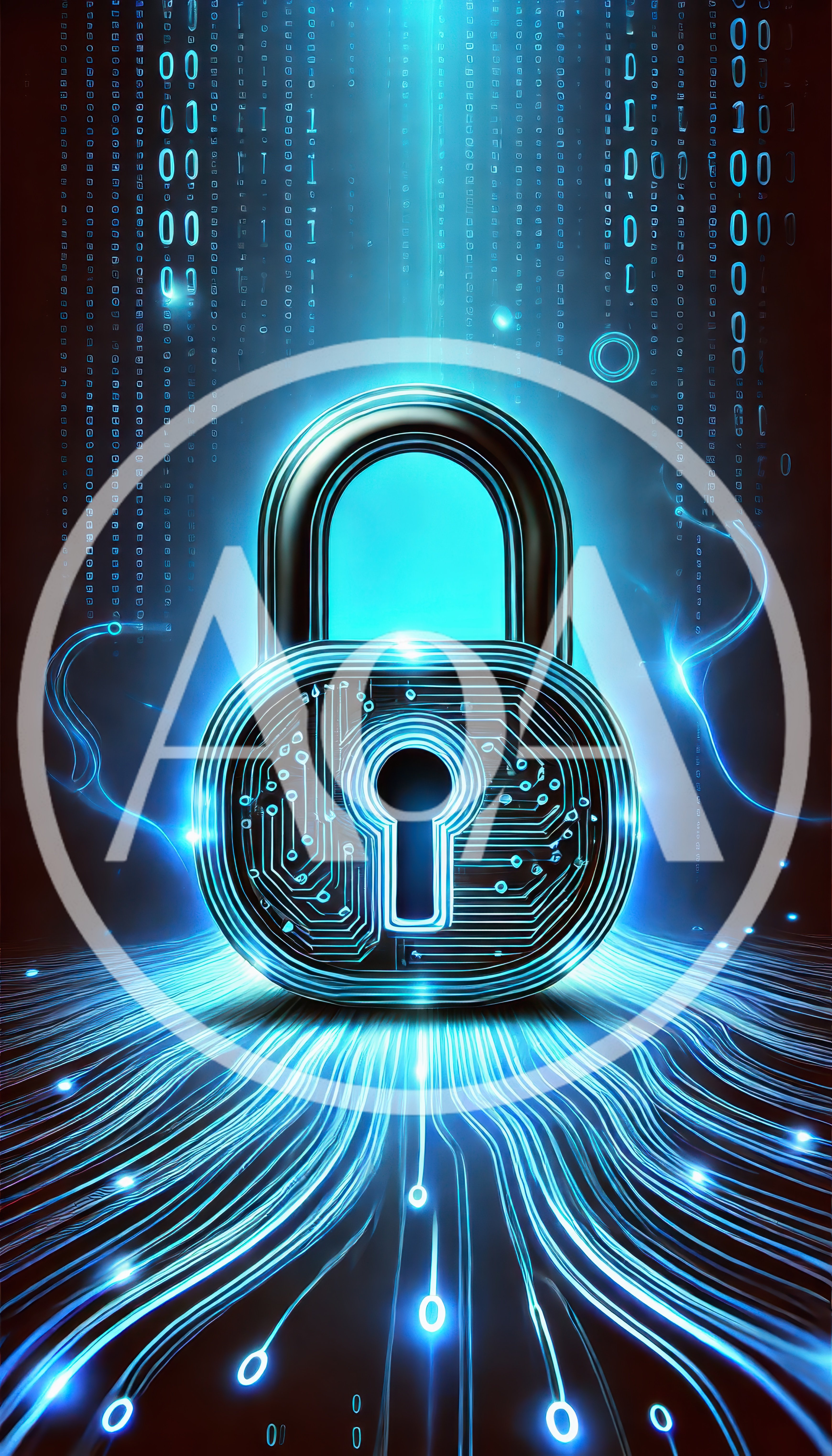 Digital Padlock With Circuit Board Patterns And Binary Code