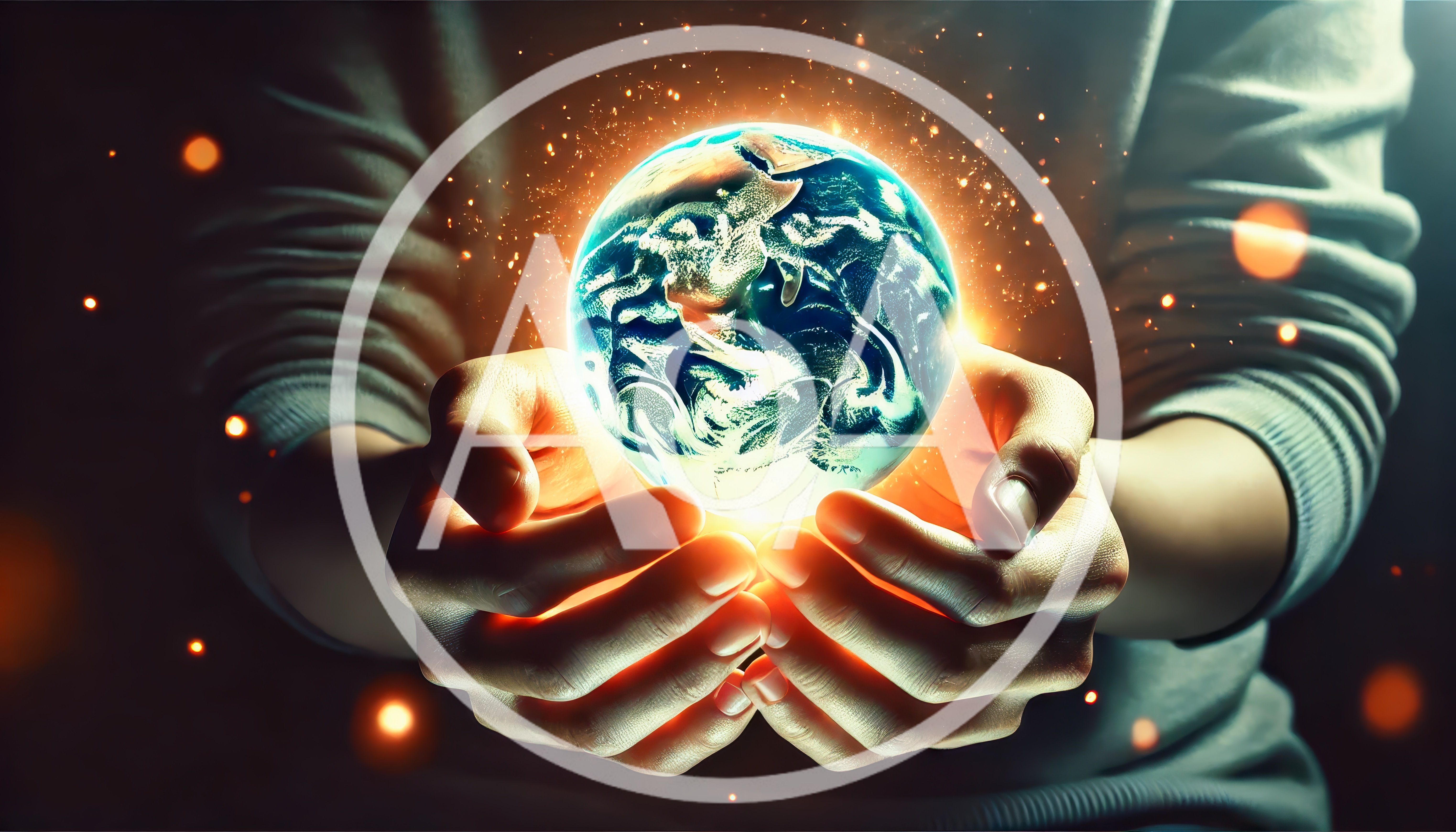 Human Hands Holding A Glowing Earth Globe