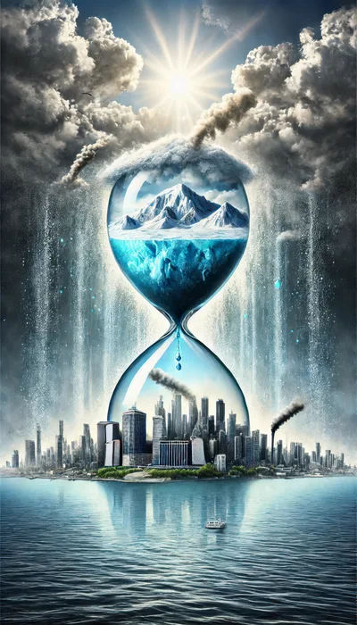 Surreal Hourglass Concept Representing Climate Change And Global Warming