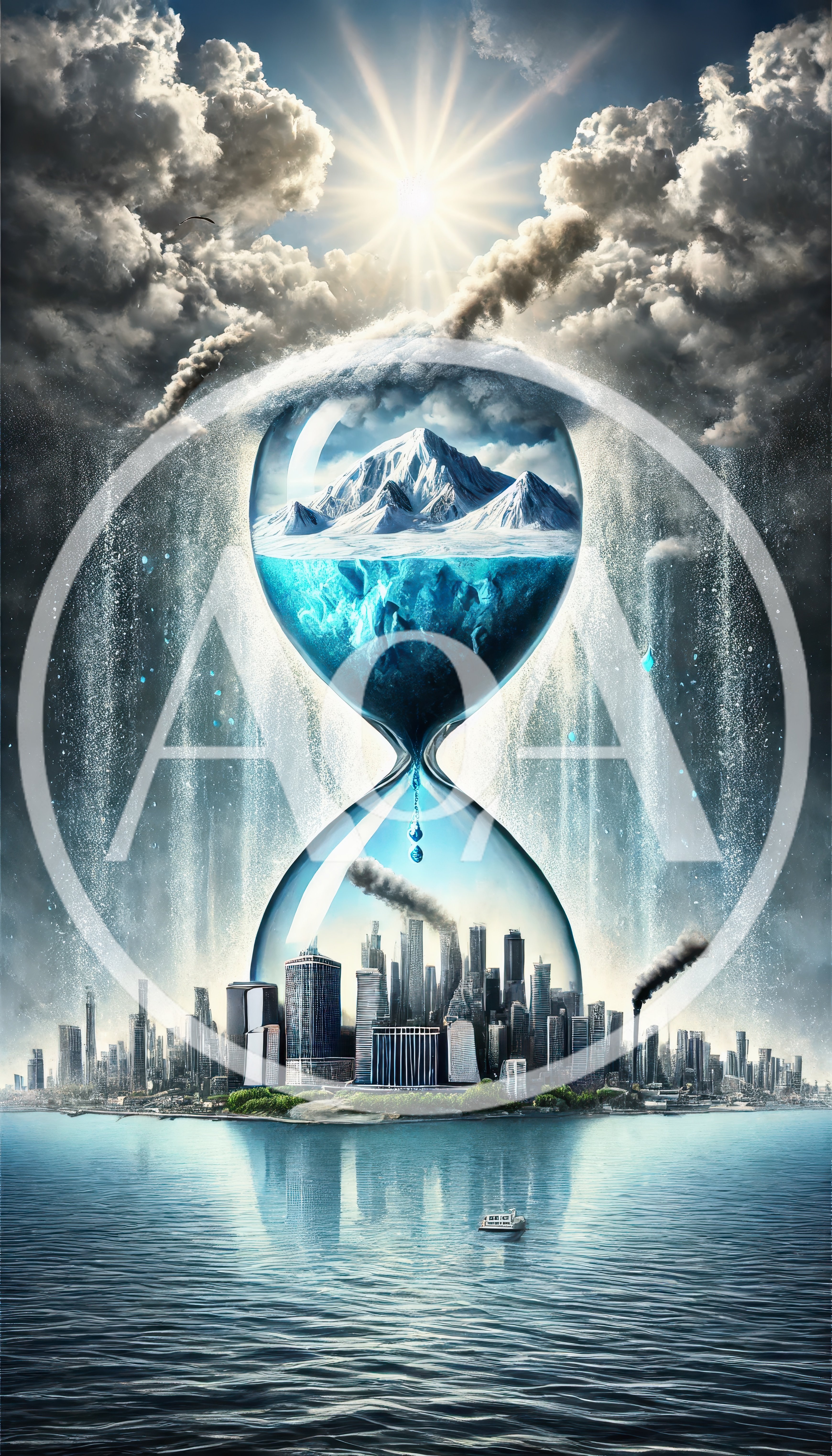 Surreal Hourglass Concept Representing Climate Change And Global Warming
