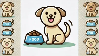 Cute Cartoon Puppy Sitting Next To A Food Bowl