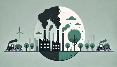 Environmental Contrast Illustration Of Industrial Pollution And Nature