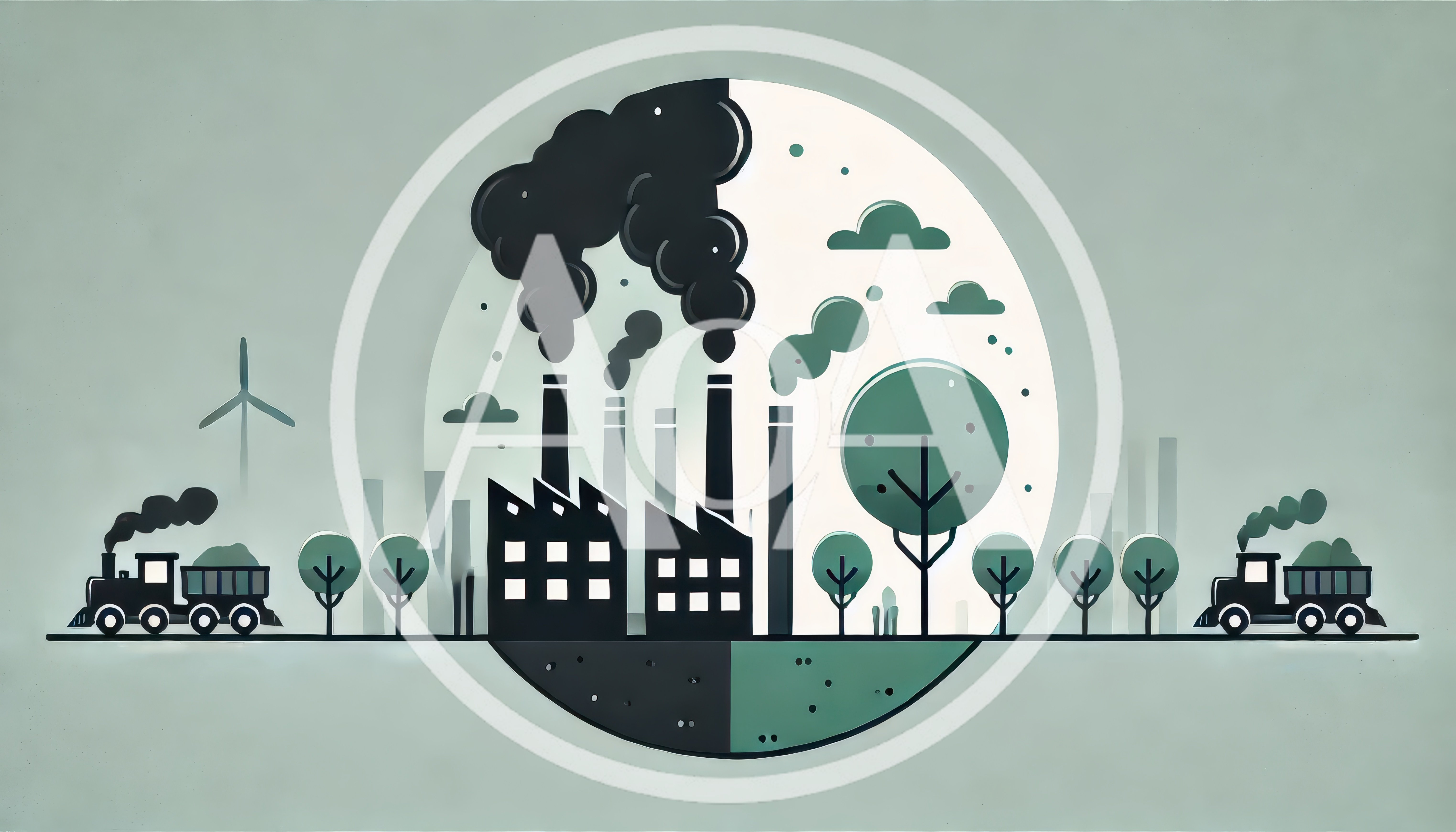 Environmental Contrast Illustration Of Industrial Pollution And Nature